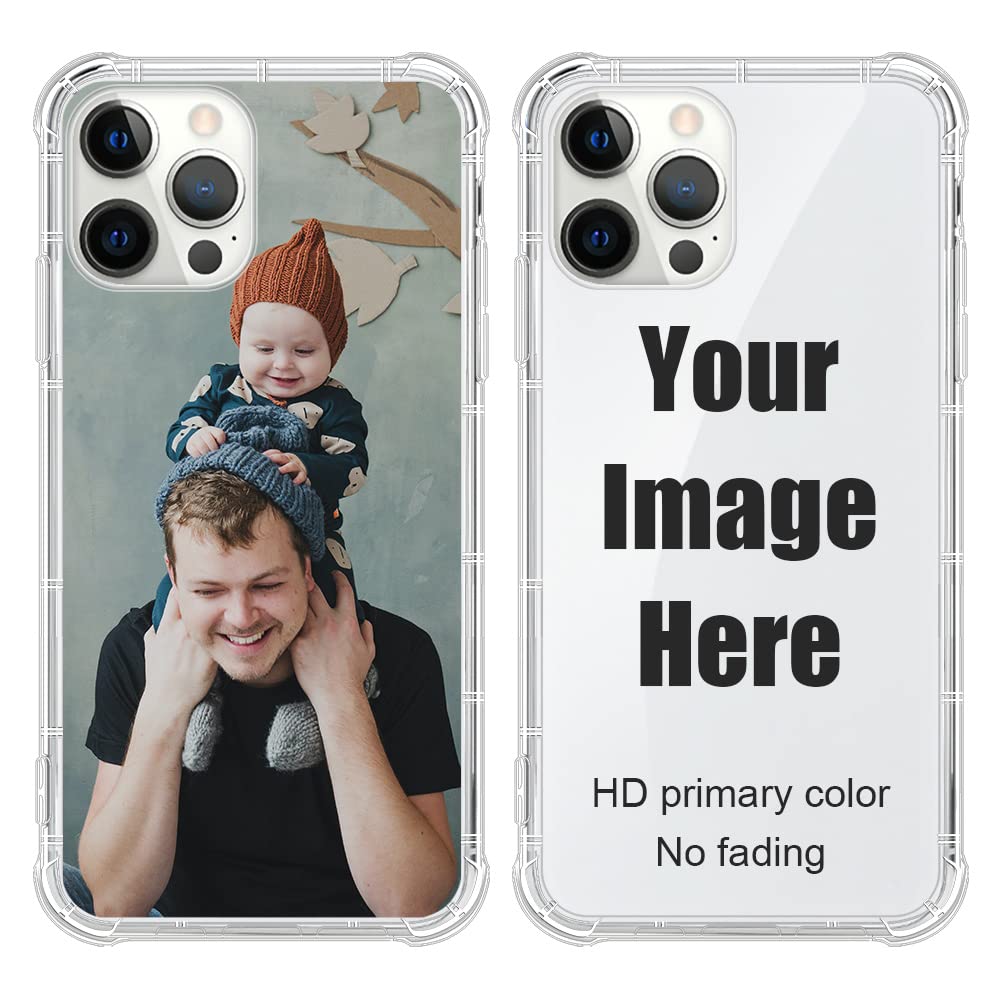 Custom Photo Case for iPhone 14 Pro - Personalized Clear TPU Shockproof Bumper Cover with Your Own Picture | Perfect for Gifts, Travel Protection & Everyday Use