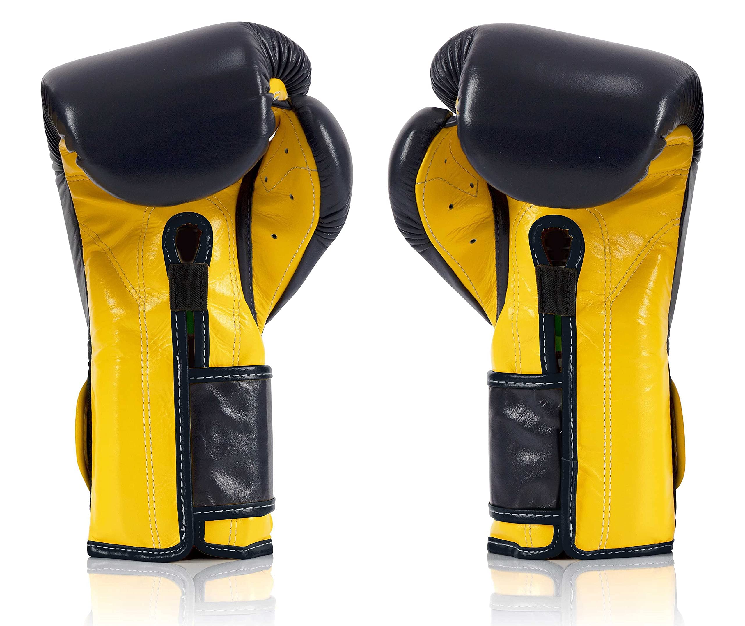 Fairtex BGV9 Muay Thai Boxing Gloves 16oz - Professional Training Gloves for Boxers & MMA Fighters | Mexican Style Design for Hard Hitters | Lightweight & Shock Absorbent | Blue/Yellow/Blue Piping | Perfect for Sparring, Heavy Bag Work & Martial Arts Training