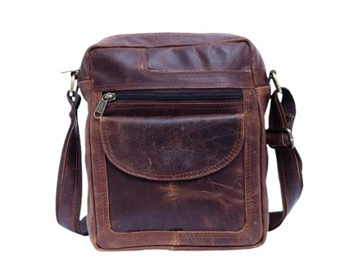 Genuine Buffalo Leather Sling Bag - 9 Inch Amish Handcrafted Messenger Satchel for Laptop & Notebook | Durable Shoulder Bag for Work, Travel & Everyday Use