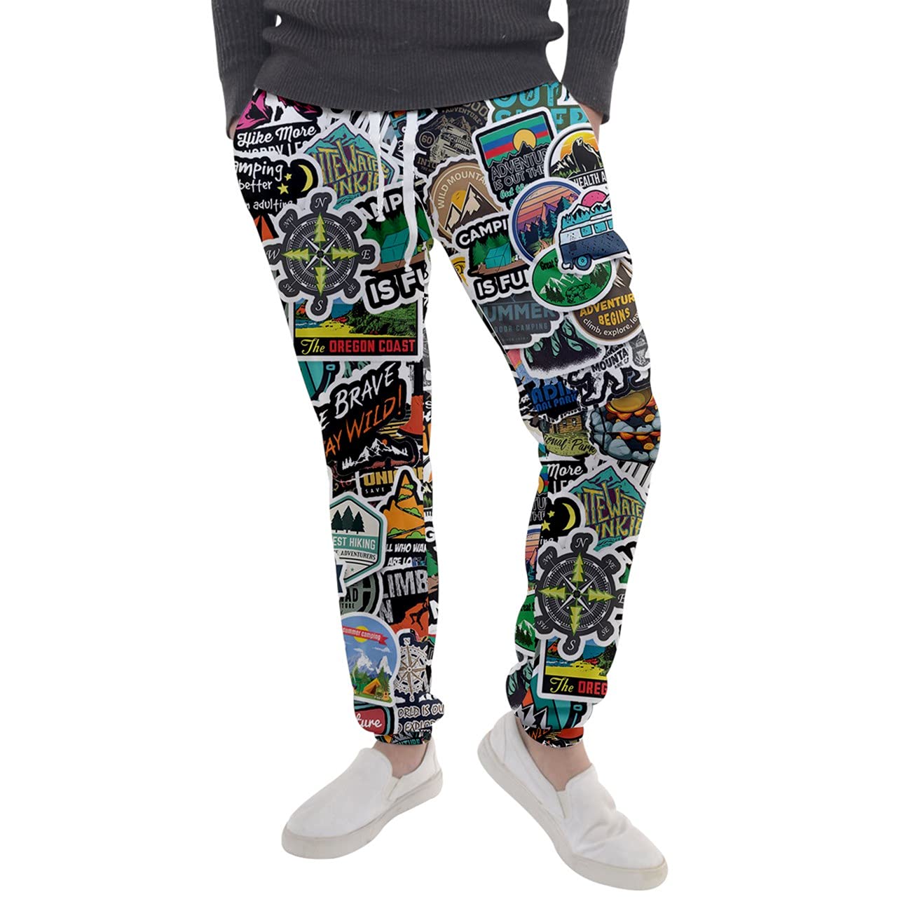 Custom Jogger Sweatpants for Outdoor Adventure & Sports Training - Sticker Bomb Design - Perfect for Hiking, Gym Workouts & Streetwear Fashion