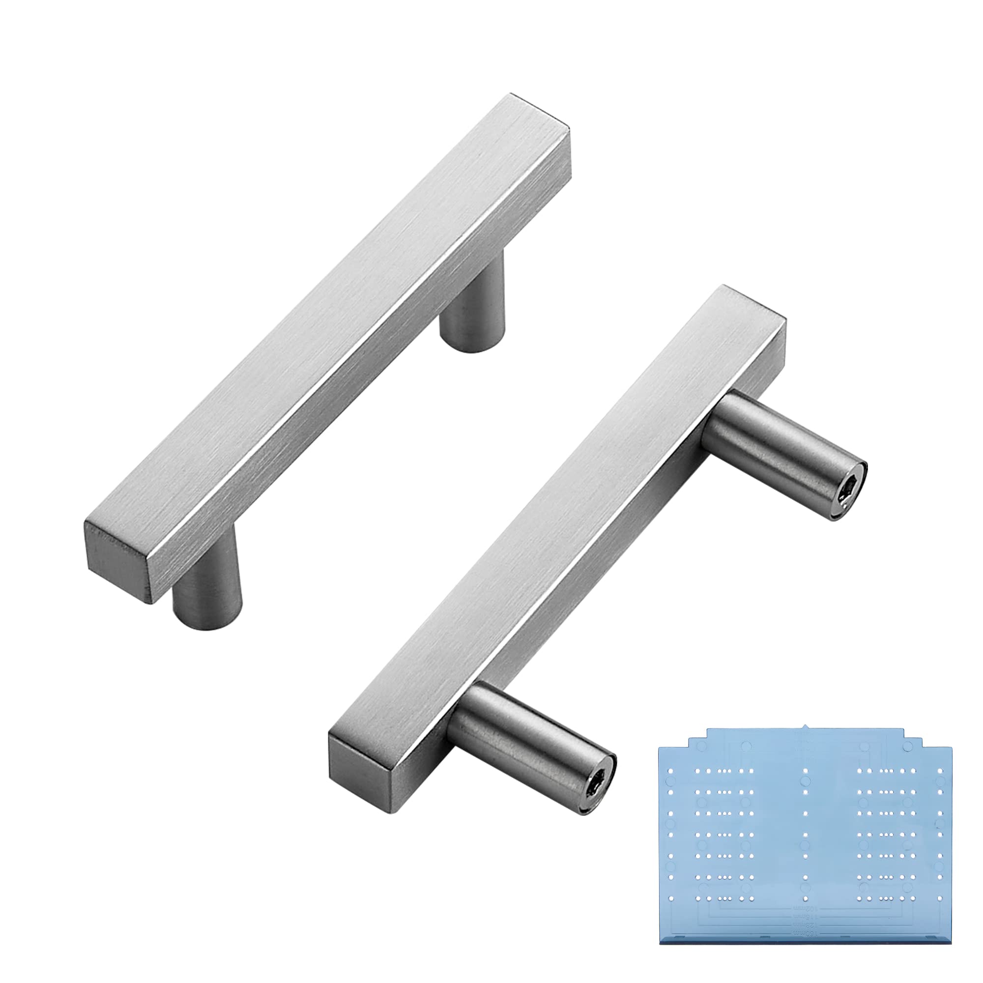 25 Pack 2-1/2 Inch Brushed Nickel Square Cabinet Pulls - Stainless Steel Kitchen Cabinet Handles & Drawer Pulls (4
