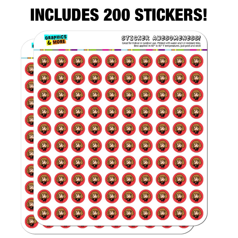 Harry Potter Cute Chibi Hermione Planner Stickers - Scrapbooking, Bullet Journal, DIY Craft Supplies for Fans - Perfect for Planners, Calendars, Notebooks & Gift Wrapping