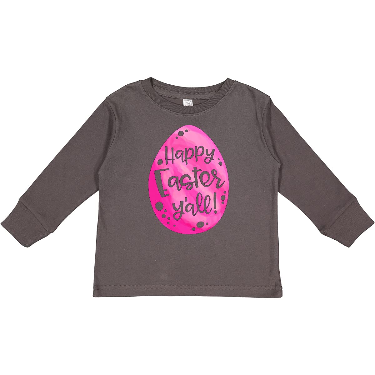 Inktastic Happy Easter Y'all Pink Easter Egg Toddler Long Sleeve T-Shirt - Cute Easter Outfit for Baby Girls & Boys, Holiday Family Matching Shirts for Easter Egg Hunt & Spring Celebrations