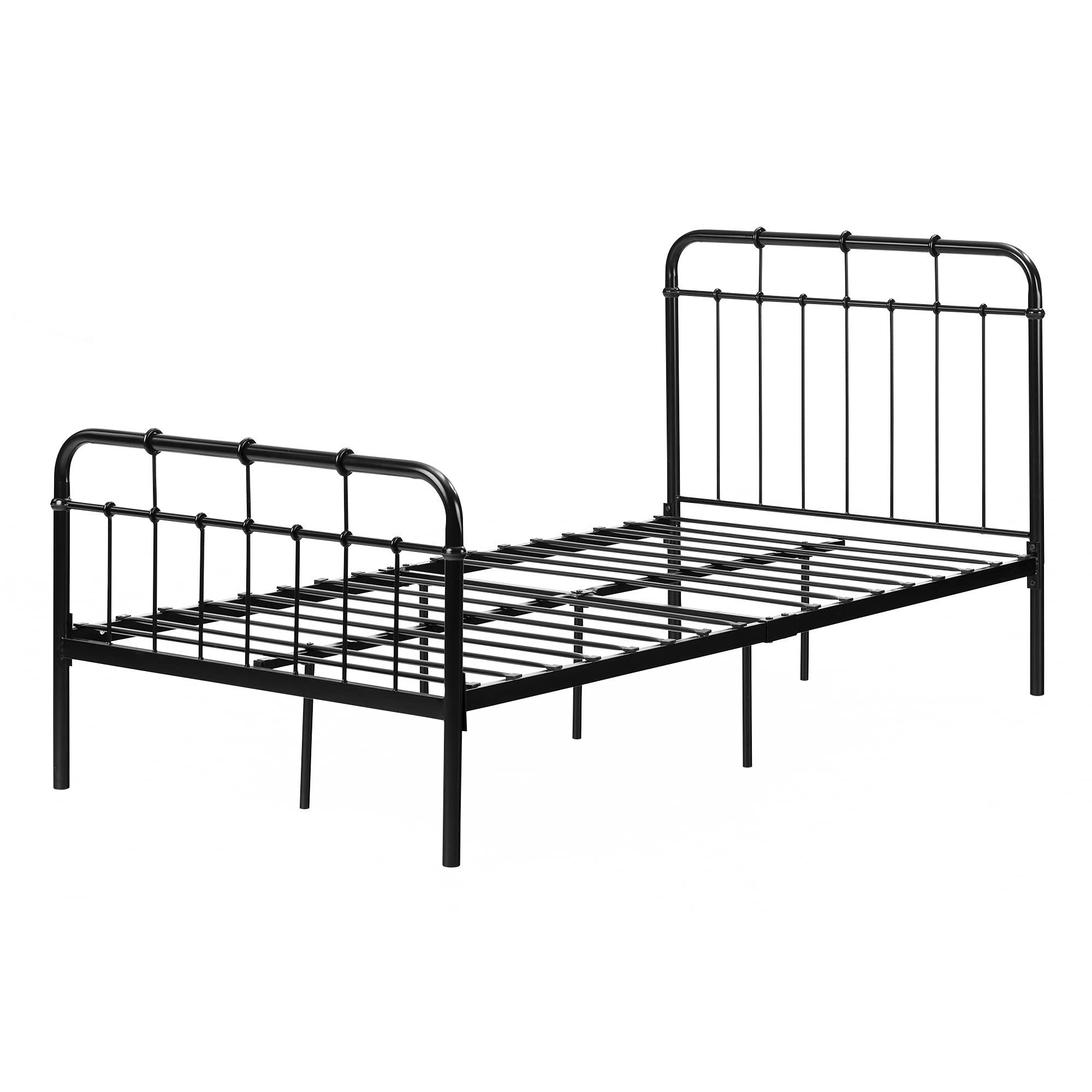 South Shore Cotton Candy Metal Twin Bed Frame - Black | Sturdy & Modern Design for Kids & Teens Bedroom Decor | Perfect for Small Spaces & Guest Rooms