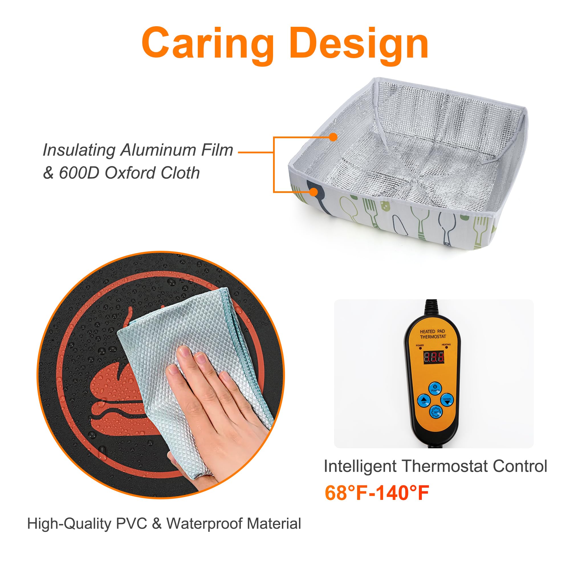 Fermentation Heat Mat with Insulated Cover & Thermostat Controller - Perfect for Sourdough, Yeast Bread Baking & Food Warming | Ideal for Home Bakers & Professional Kitchens