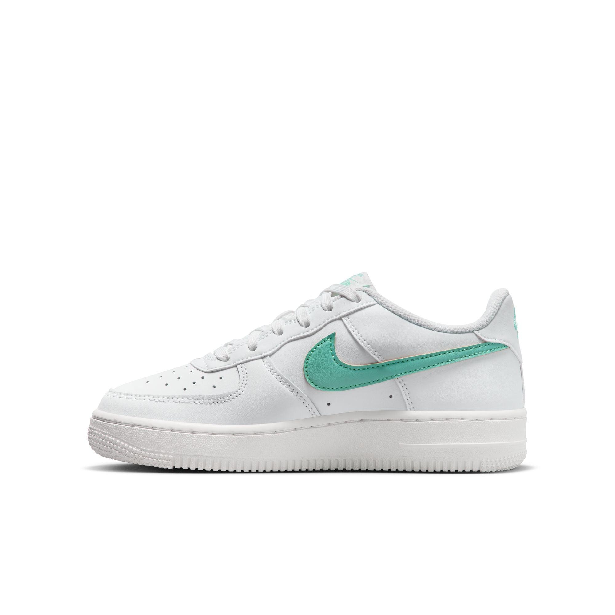 Nike Air Force 1 'White Emerald Rise' Kids Sneakers - Lightweight Comfortable Basketball Shoes for Boys & Girls - Perfect for School, Sports & Casual Wear