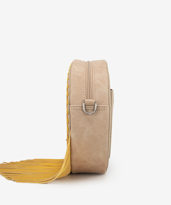 Montana West Sunflower Circle Fringe Crossbody Purse for Women - Stylish Boho Handbag with Adjustable Strap, Perfect for Daily Use, Shopping & Travel