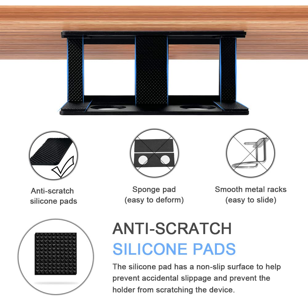 IFCASE Under Desk Laptop Mount - Hard Aluminum Under Desk Shelf Holder for Laptop, Mac Mini, MacBook & Keyboard | Adhesive & Screw Installation | Anti-Scratch Silicone Pad (Black) | Perfect for Home Office, Gaming Setup & Workspace Organization