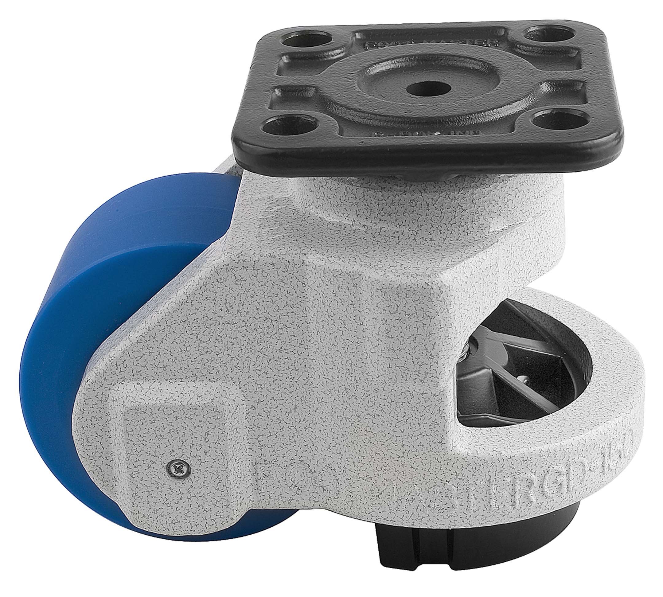 FOOT MASTER GD-150-F-MCN Heavy Duty Leveling Caster with 90mm MC Nylon Wheel - Iconic Ivory - Adjustable Height Foot Pad - 1500kg Capacity - Plate Mount Swivel Caster for Industrial Equipment, Workbenches, and Machinery