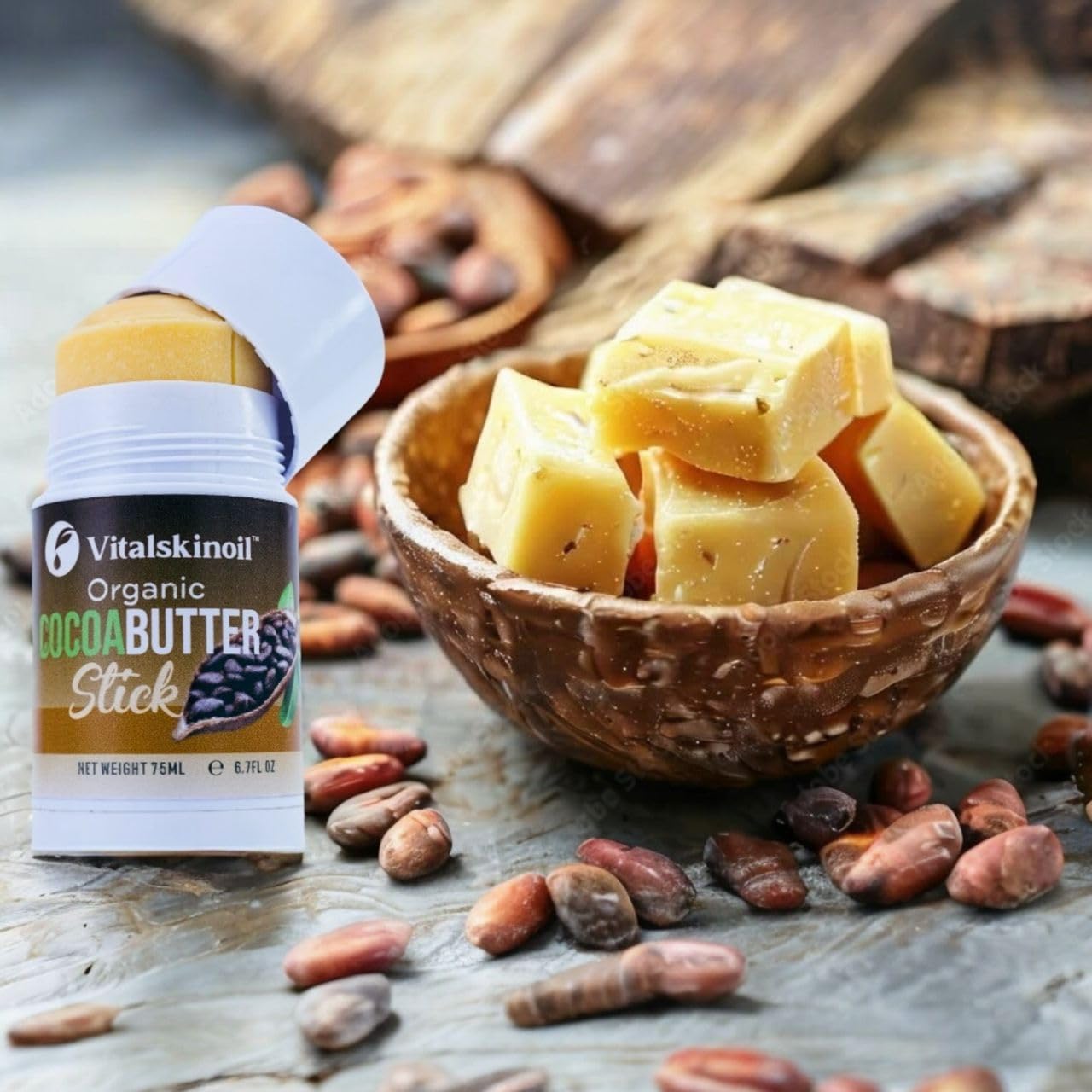 Organic Cocoa Butter Body Stick - Belly Butter, Heel Balm & Travel Lotion for Dry Skin (6.7 fl oz) | Moisturizing & Nourishing for Pregnancy, Cracked Heels & On-The-Go Hydration