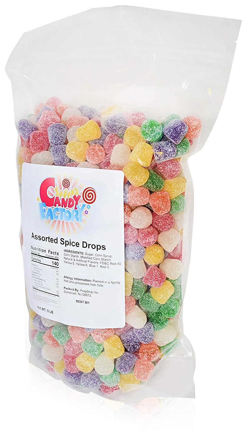 Sarah's Candy Factory Assorted Spice Drops - 5 Lbs Bulk Bag | Soft & Chewy Candy for Baking, Parties & Holiday Treats | Perfect for Candy Buffets, Gift Baskets & DIY Desserts
