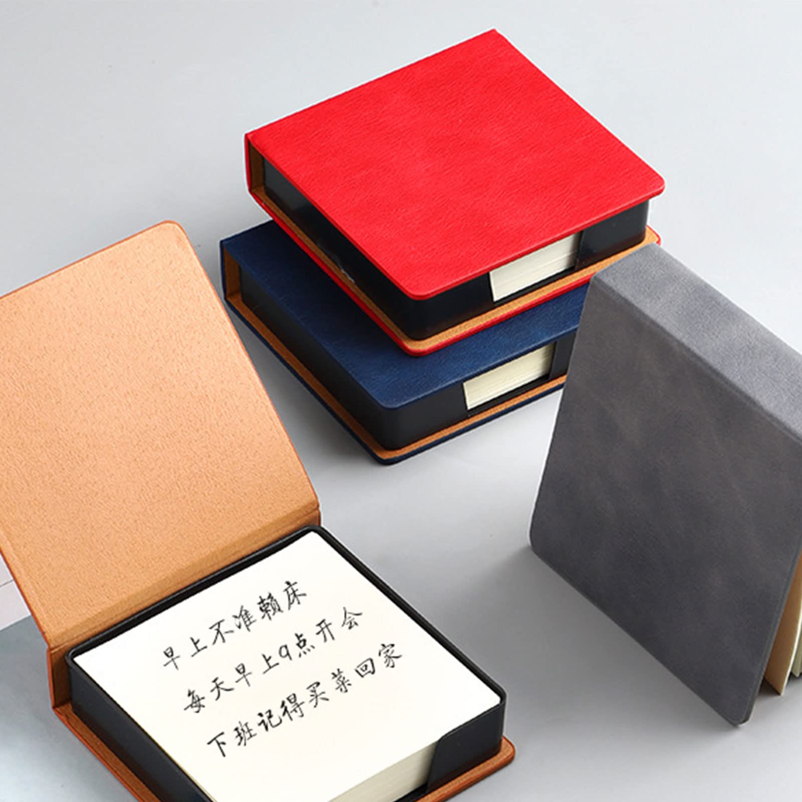 Premium Leather Note Pad Holder with Lid - Sticky Notes Dispenser & Name Card Organizer for Office, School, and Desk Use - Durable Memo Pad Storage Box for Daily Organization