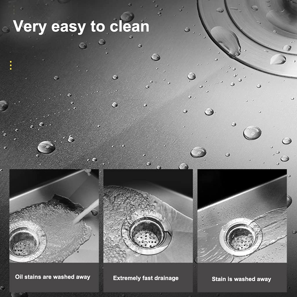 Black Stainless Steel Kitchen Sink with Faucet - Large Capacity Double Basin Nano Sink with Drain & Soap Dispenser - Perfect for Modern Homes & Restaurant Kitchens