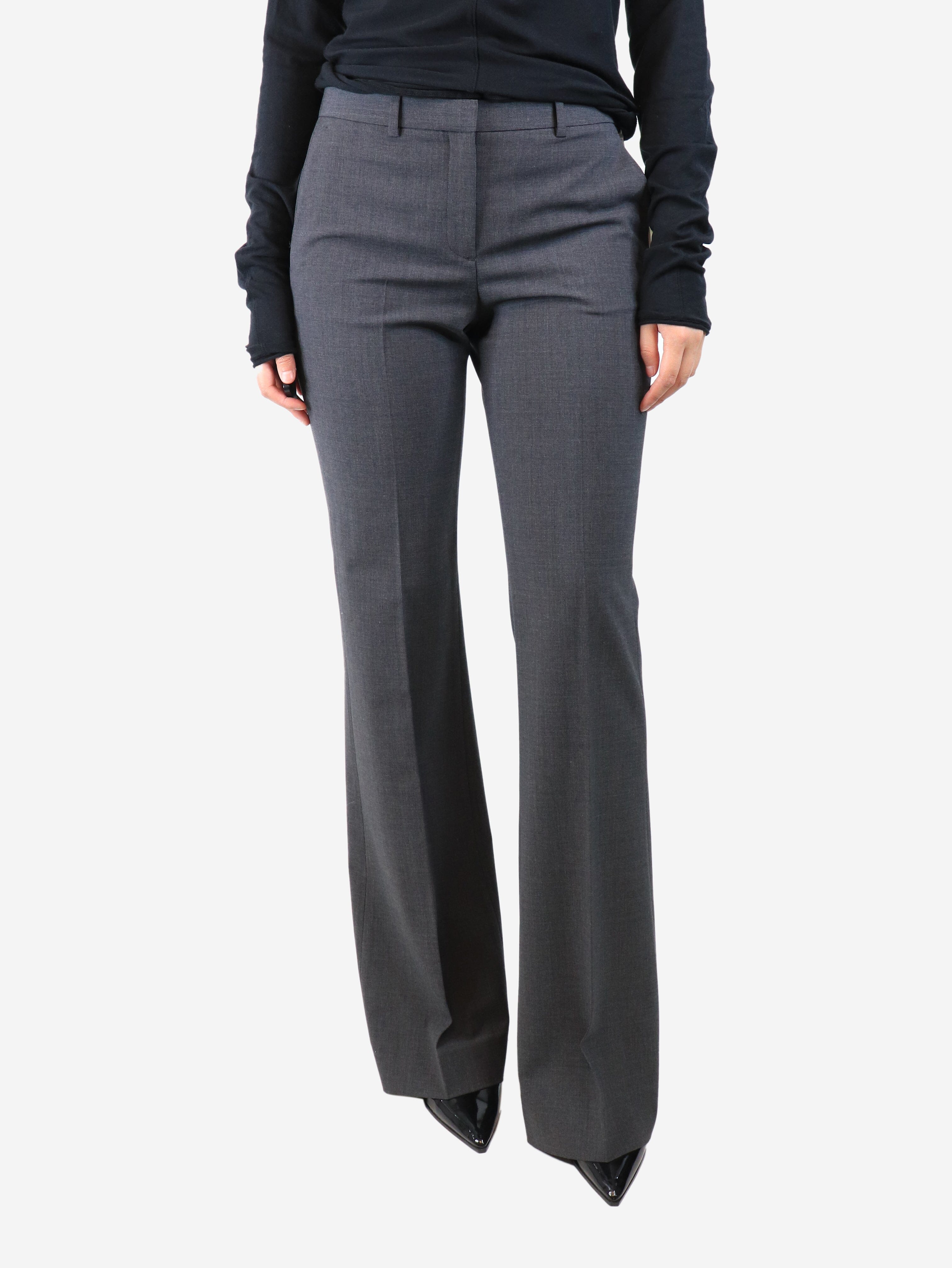 Dark Grey Straight Leg Trousers UK Size 10 - Women's Office Pants for Business Casual & Professional Workwear