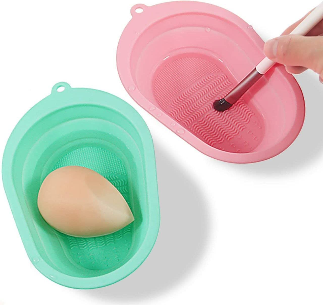 GBEX Silicone Makeup Brush Cleaning Mat - Foldable Cosmetic Brush Scrubber Pad for Foundation, Eyeshadow & Blush Brushes | Portable Brush Cleaner Bowl for Home & Travel (Multi Color, Pack of 1)