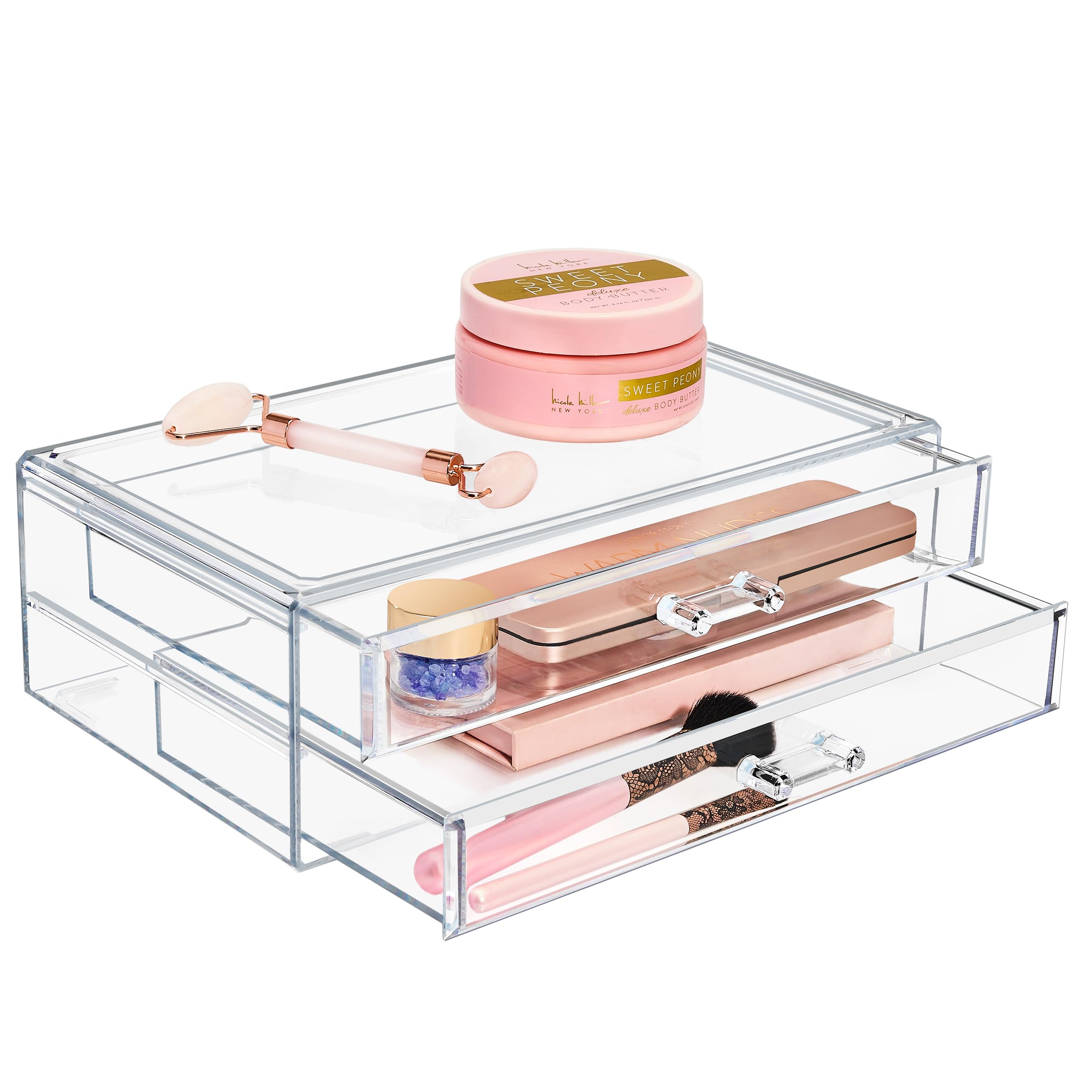 Sorbus Stackable Acrylic Drawers - Clear Makeup Organizer for Vanity & Bathroom Storage