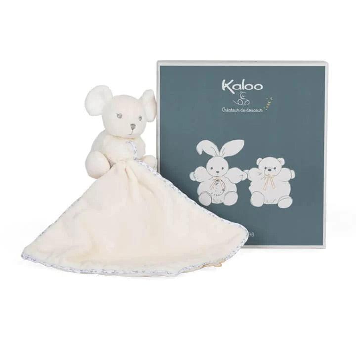 Kaloo Perle Cream Baby Blanket with Mouse - Soft Plush Security Blankie for Newborns & Toddlers - Perfect for Nursery, Stroller & Travel Comfort