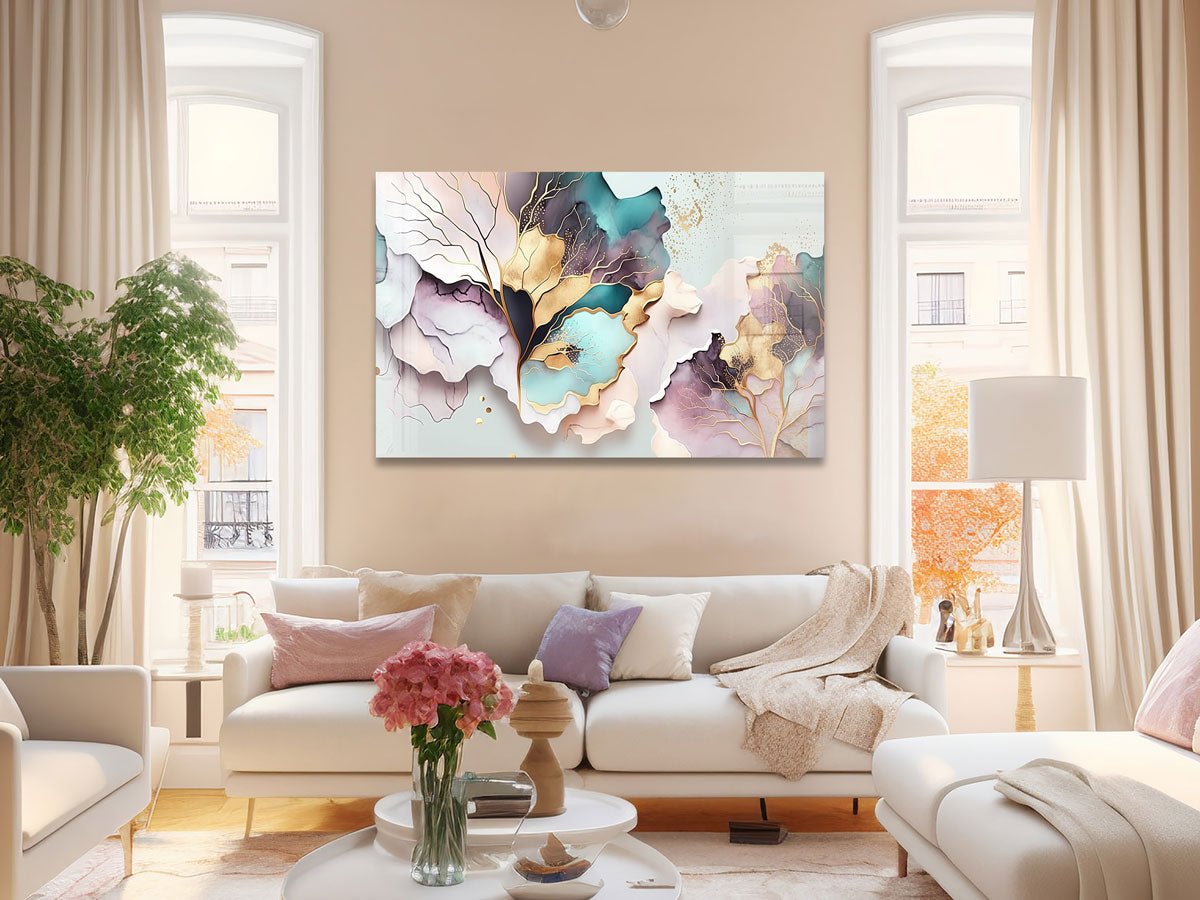 Pink Leaves Abstract Wall Art - Modern Botanical Print for Home & Office Decor - Perfect for Living Room, Bedroom, or Workspace