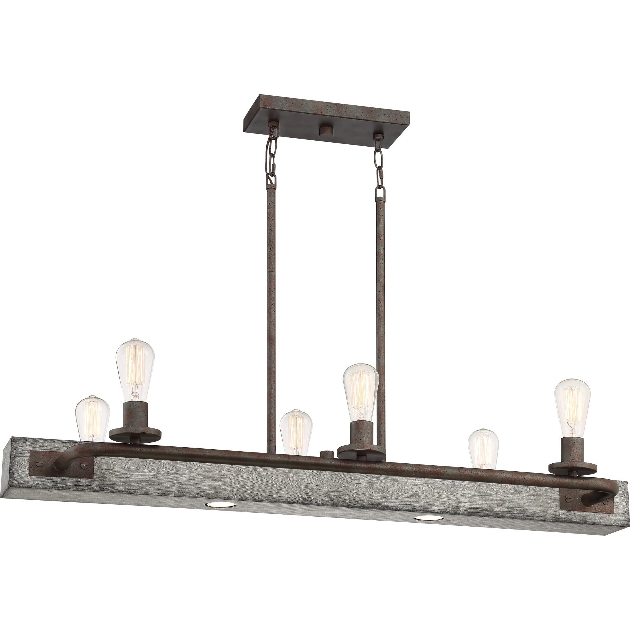 Quoizel Melville 6-Light Iron Gate Linear Chandelier - Modern Farmhouse Ceiling Light Fixture for Dining Room, Kitchen Island & Entryway