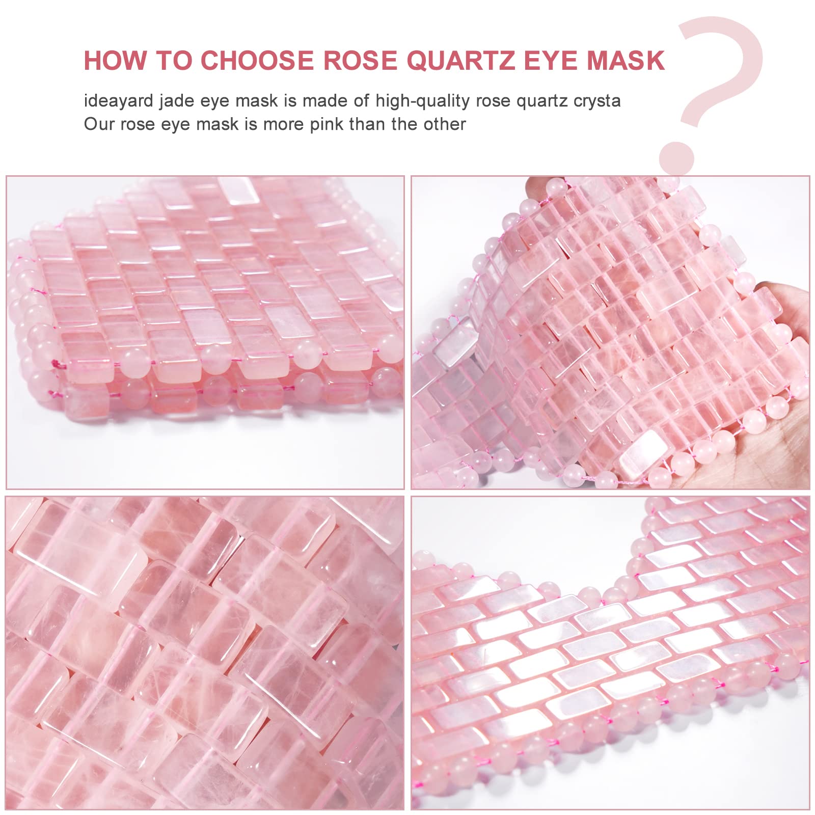Ideayard Rose Quartz Mushroom Massage Tool & Rose Quartz Eye Mask for Face - Natural Stone Facial Roller & Cooling Eye Therapy for Relaxation, Puffiness & Wrinkles - Perfect for Spa, Self-Care & Skincare Routine