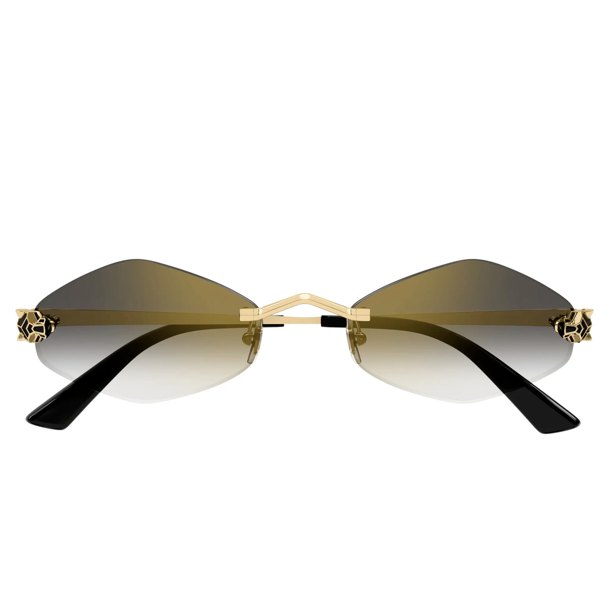 Cartier CT0433S 001 Panthere De Cartier Gold Grey Rimless Sunglasses for Women - Luxury Designer Shades for Driving, Beach & Outdoor Fashion