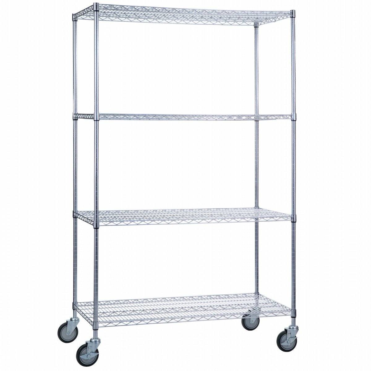 24 x 36 x 78 Rolling Wire Shelving Cart with Adjustable Wire Shelves - Perfect for Kitchen Storage, Garage Organization & Commercial Use