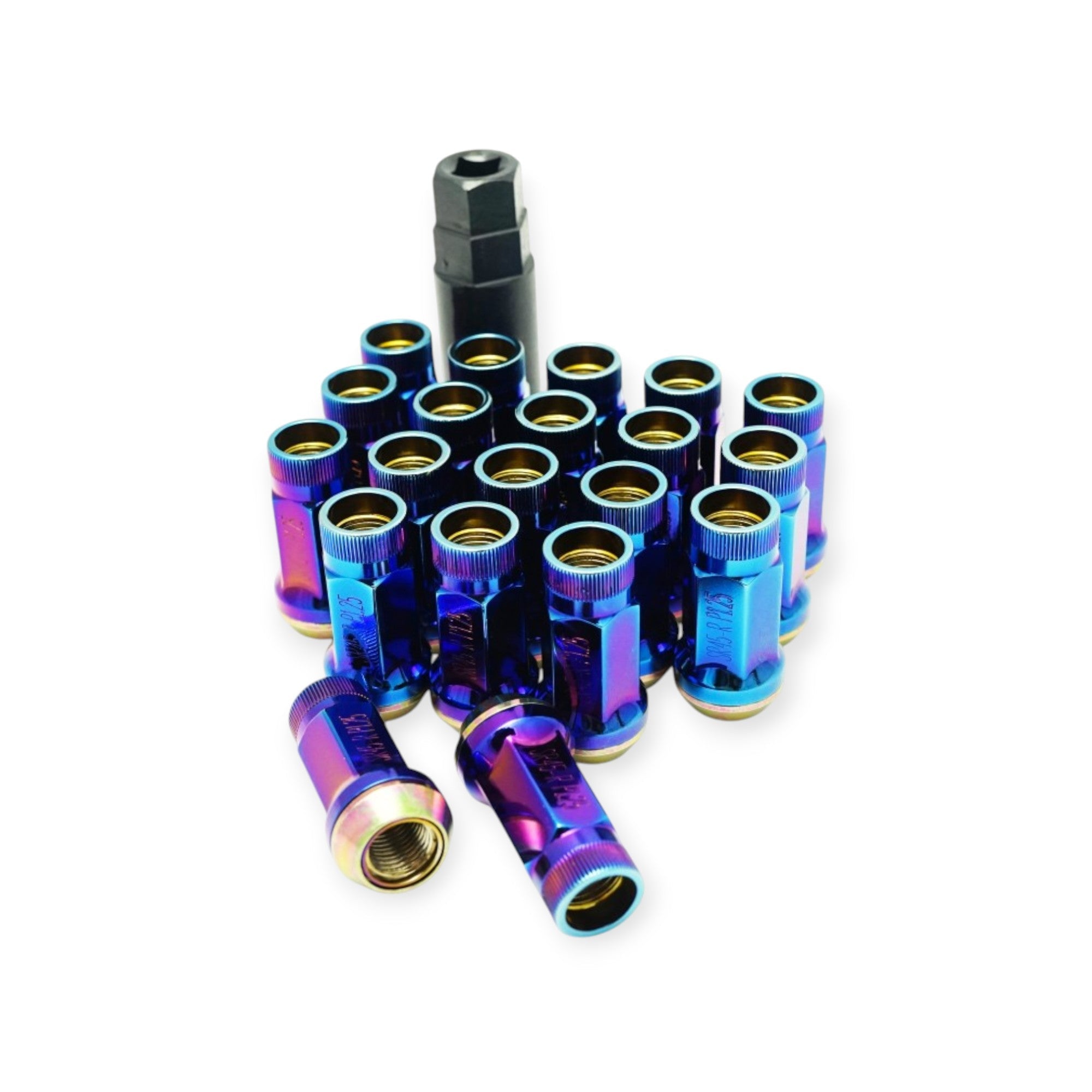 Muteki SR45R Wheel Lug Nut Kit - 12x1.25 Thread Size (Set of 20) in Burned Blue Finish - Perfect for Tuner Cars, Sports Vehicles & Aftermarket Wheel Installations