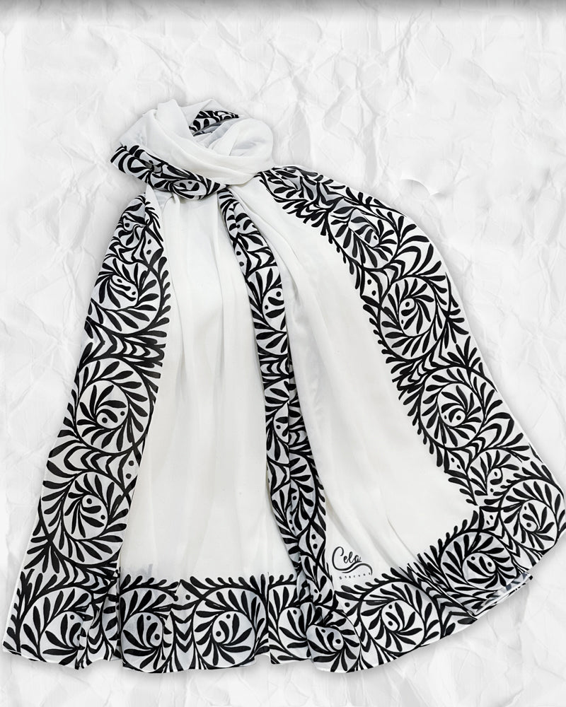 Elegant Contrast Border Chiffon Printed Hijab Scarf - Lightweight Rectangular Shawl for Women, Perfect for Daily Wear, Prayer, and Special Occasions