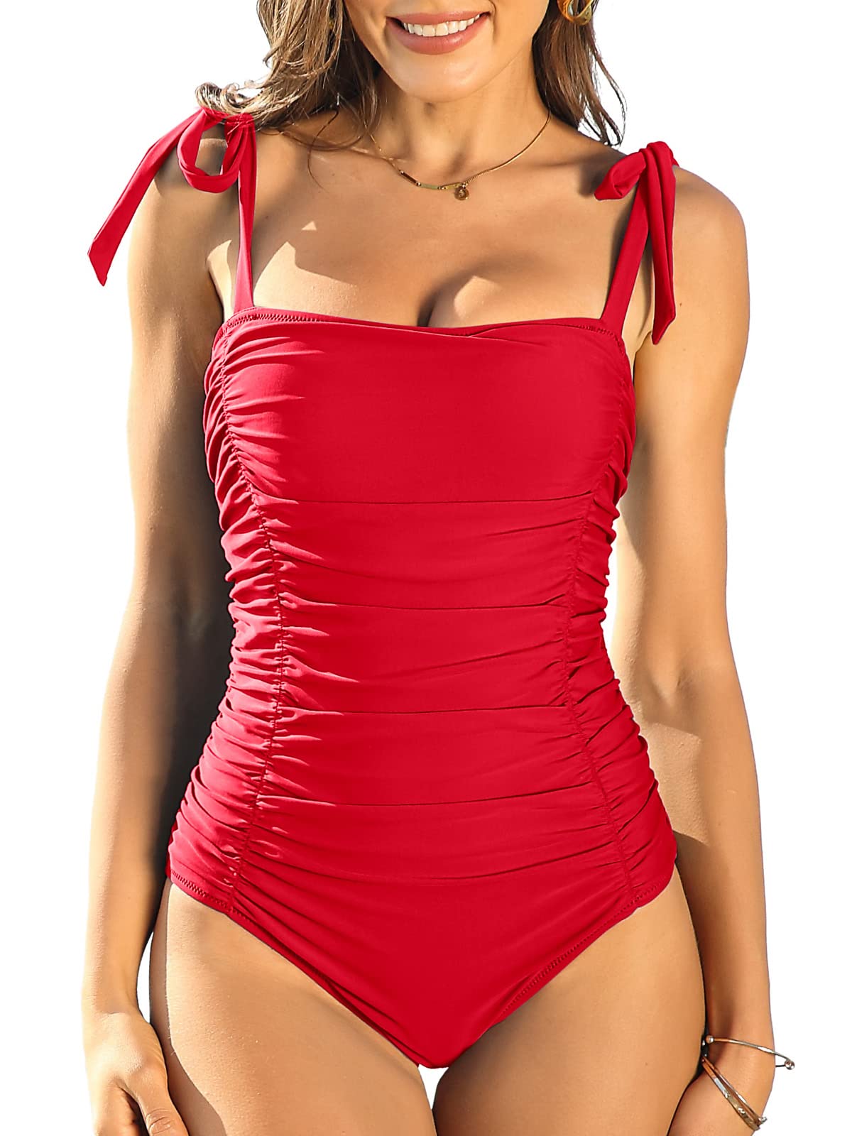SOCIALA Women's One Piece Swimsuit Tummy Control Ruched Monokini Bathing Suit for Beach, Pool & Vacation | Sexy Slimming Swimwear for Summer