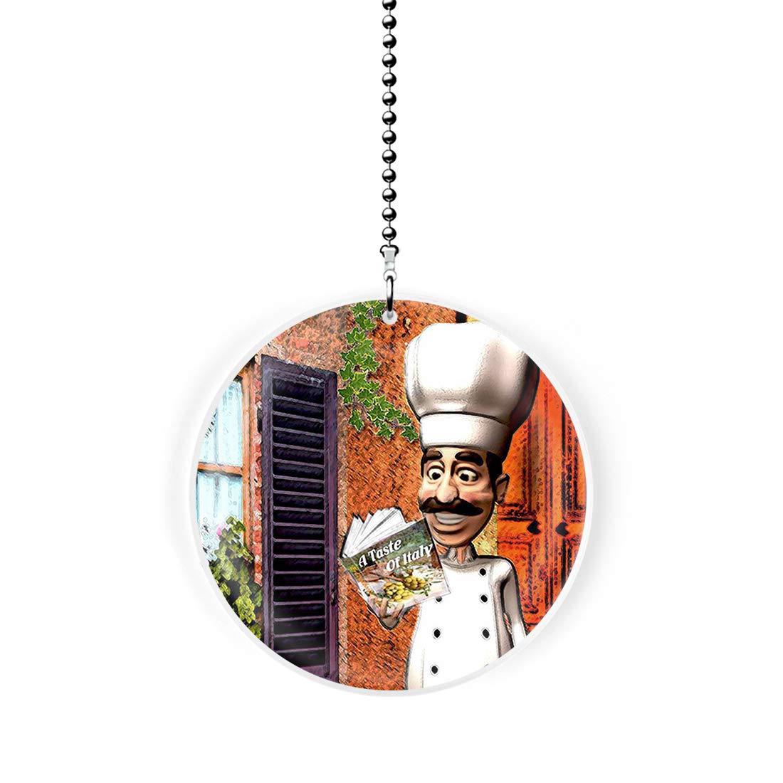 Italian Chef Style Ceiling Fan Pull Chain with Light - Perfect for Kitchen, Restaurant & Themed Home Decor