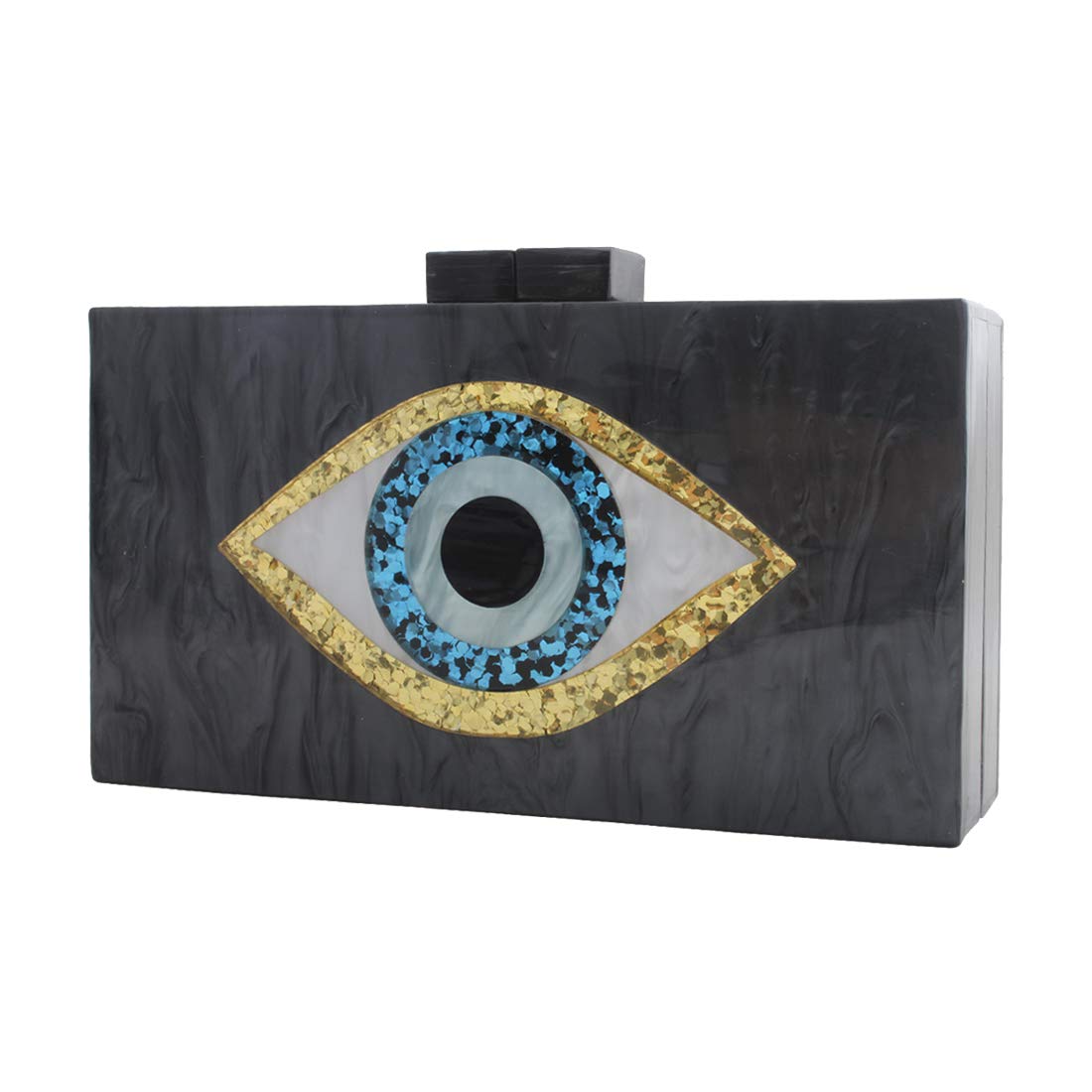 LETODE Women's Evil Eye Acrylic Clutch Purse - Glitter Evening Bag with Chain, Shoulder & Crossbody Strap - Perfect for Parties, Weddings & Night Out