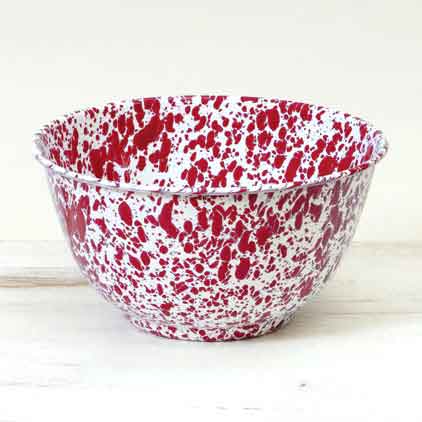 5 Qt Red Marble Serving Bowl - Elegant Large Salad Bowl for Entertaining, Family Dinners & Kitchen Decor