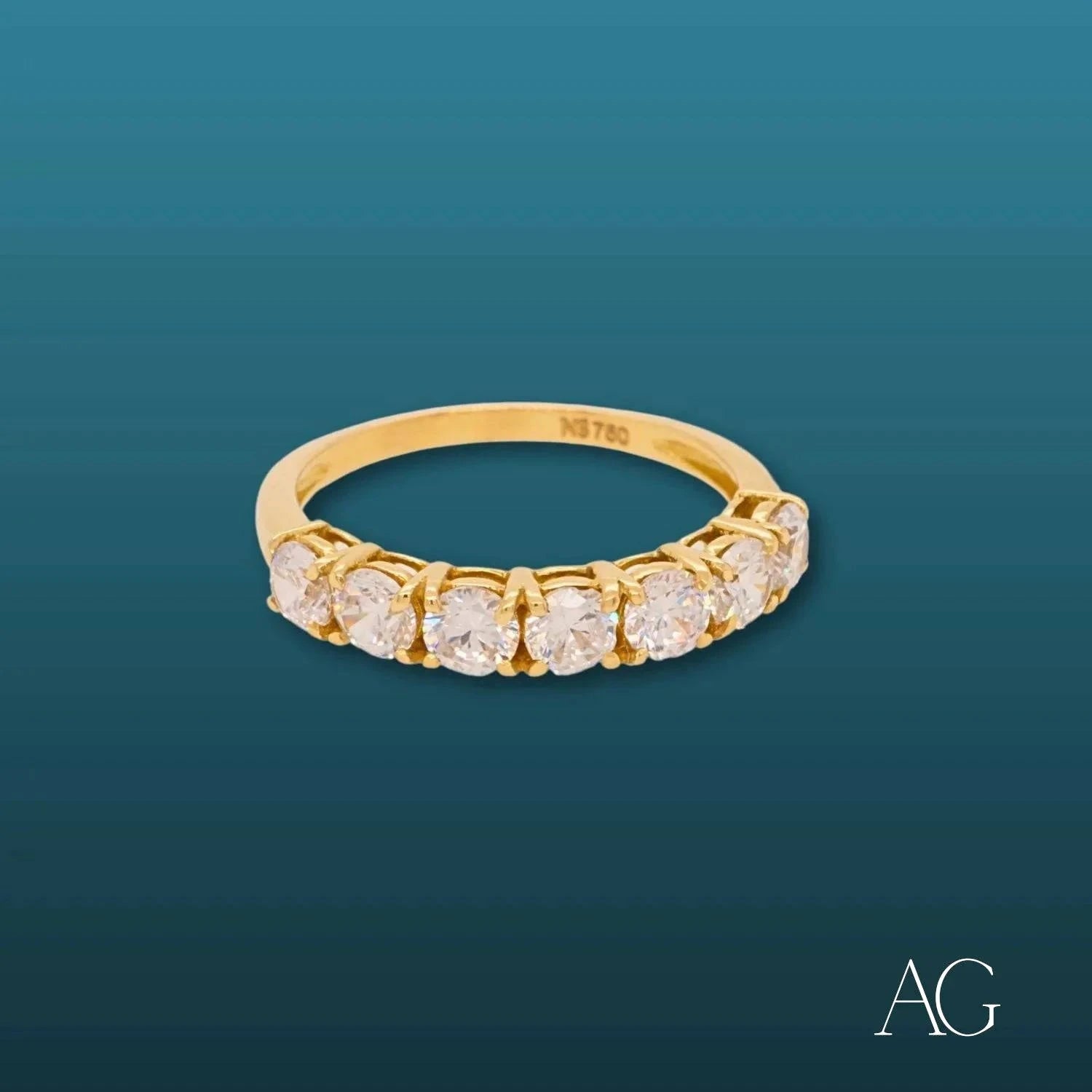 18k Gold CZ Half Band Ring for Women - Elegant Cubic Zirconia Wedding Ring - Perfect for Engagement, Anniversary & Everyday Wear
