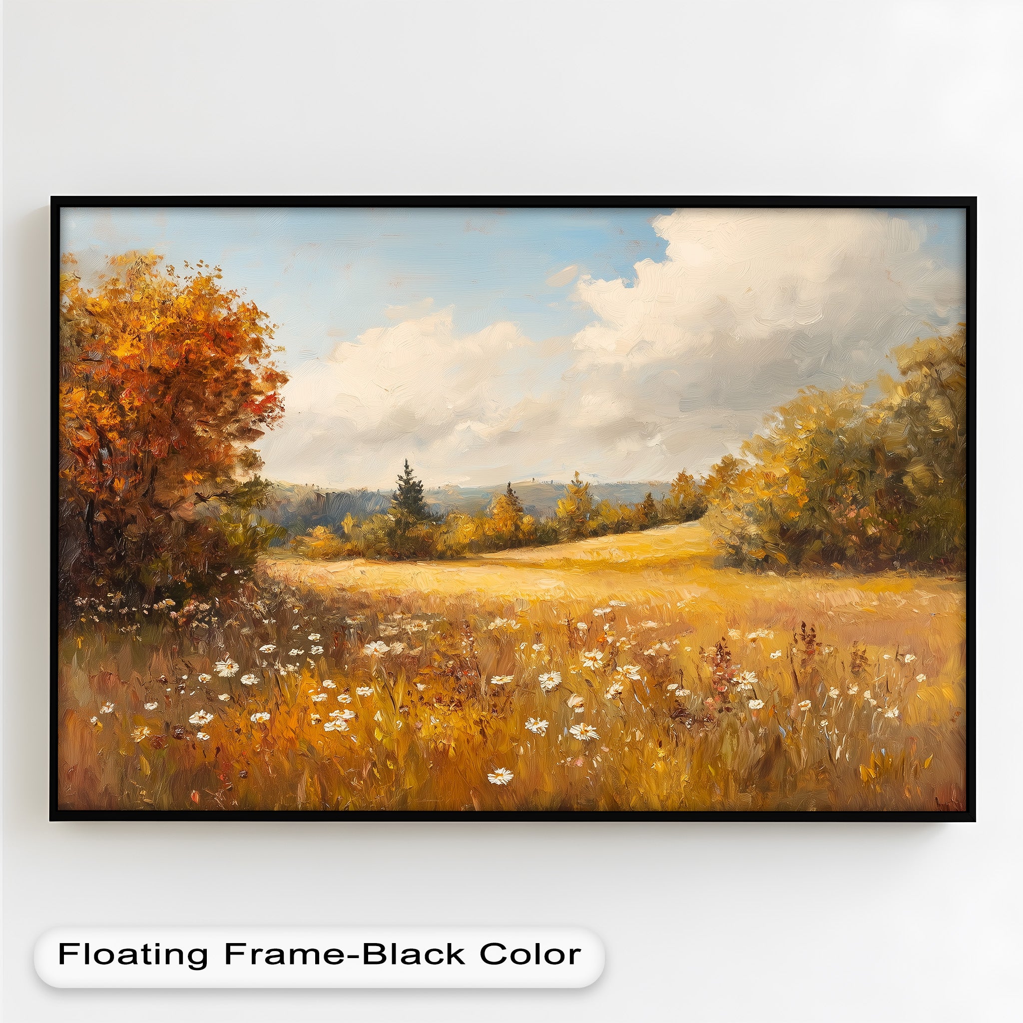 Autumn Landscape Oil Painting - Tranquil Fall Scenery Wall Art for Home Decor, Living Room, Office & Gift