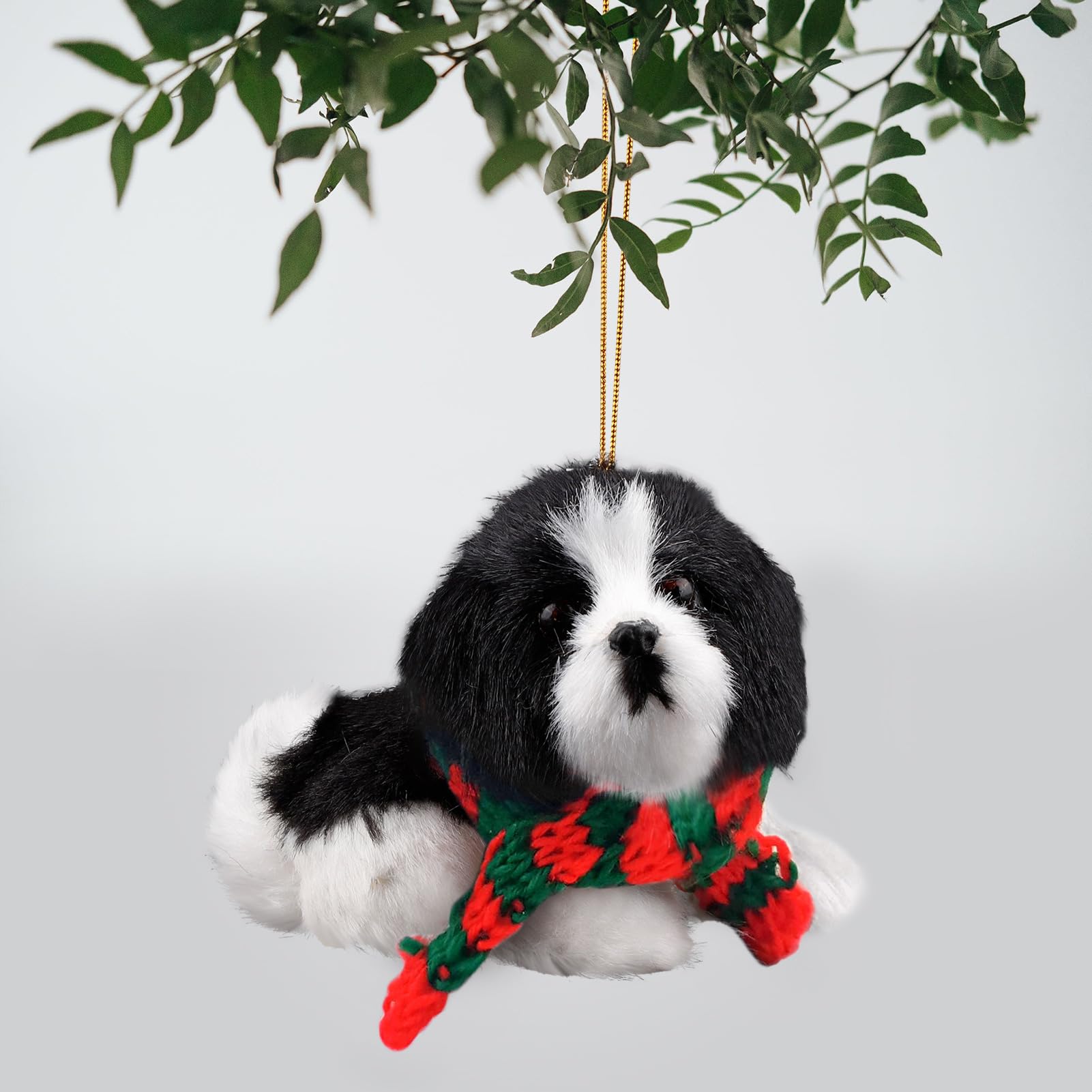 Christmas Dog Ornament with Scarf - Mini Plush Dog Decorations for Christmas Tree - Perfect Gift for Dog Lovers - Holiday Home Decor & Party Favors