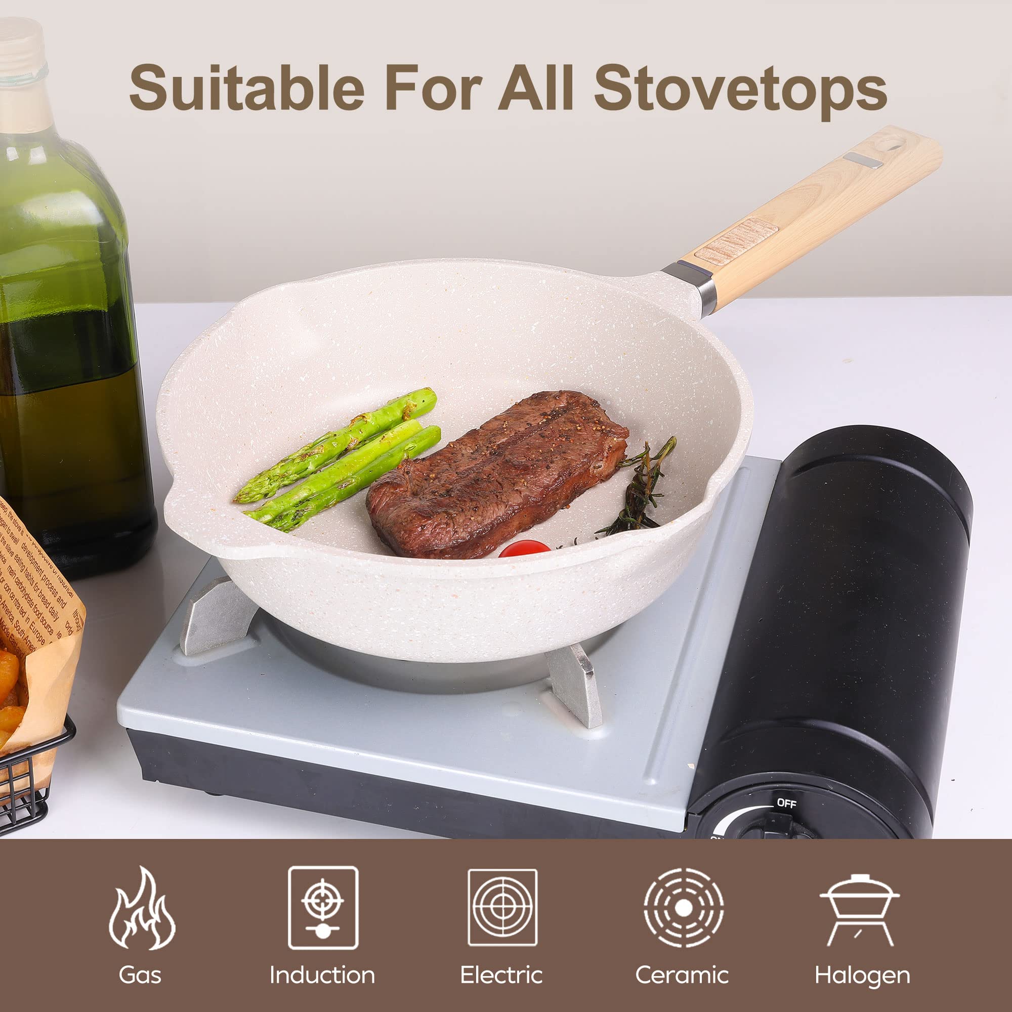 Premium Nonstick Pots and Pans Set - 12-Piece Granite Coated Cookware & Bakeware Kit with Frying Pan, Stockpot, Saucepan, Baking Sheets - Induction Compatible for Gas, Electric & Ceramic Stoves - Perfect for Home Cooking, Baking & Gift Giving