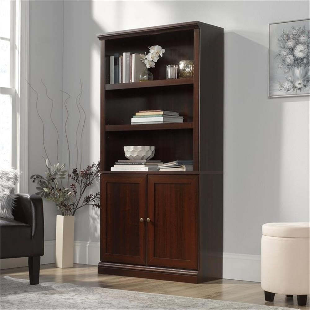 Sauder Select Engineered Wood 3-Shelf Bookcase in Cherry Finish - Stylish Storage for Books, Decor & Office Supplies | Perfect for Home, Office & Dorm Room Organization