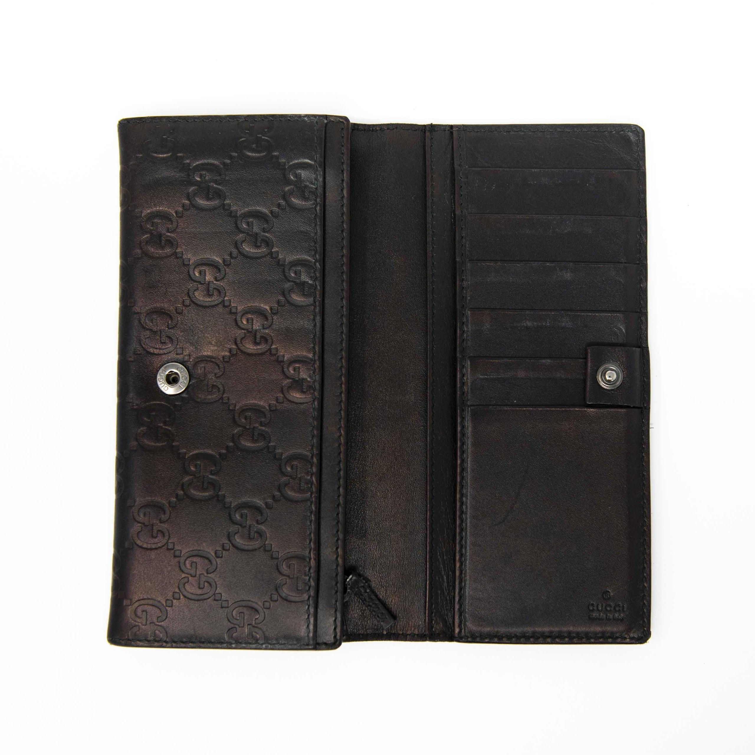 Gucci GG Monogram Brown Leather Continental Long Wallet for Men - Stylish & Durable Designer Bifold Wallet for Everyday Use & Travel