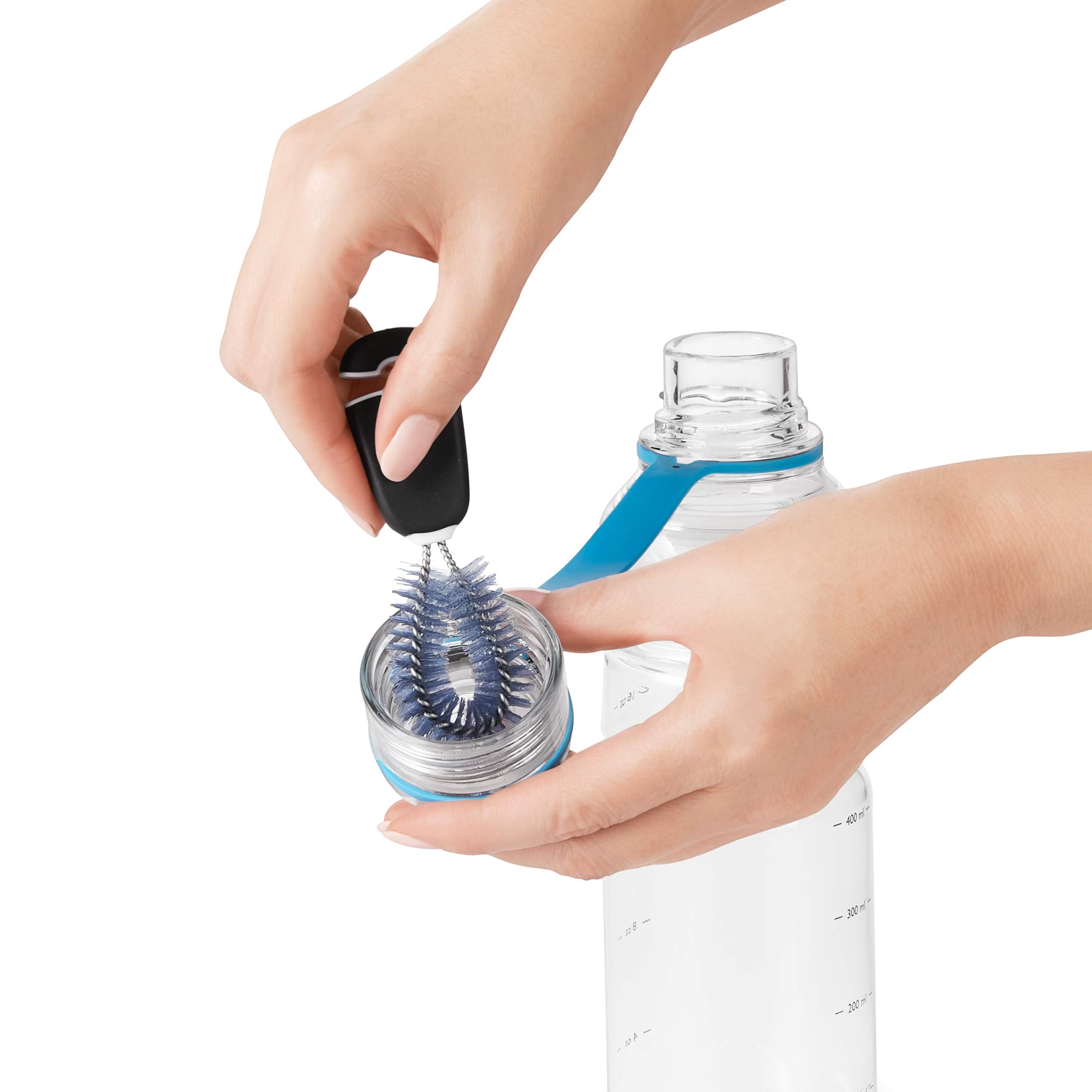OXO Water Bottle Cleaning Set - Reusable Brush Kit for Stainless Steel & Glass Bottles | Perfect for Home, Office, Gym & Travel | Slate Gray