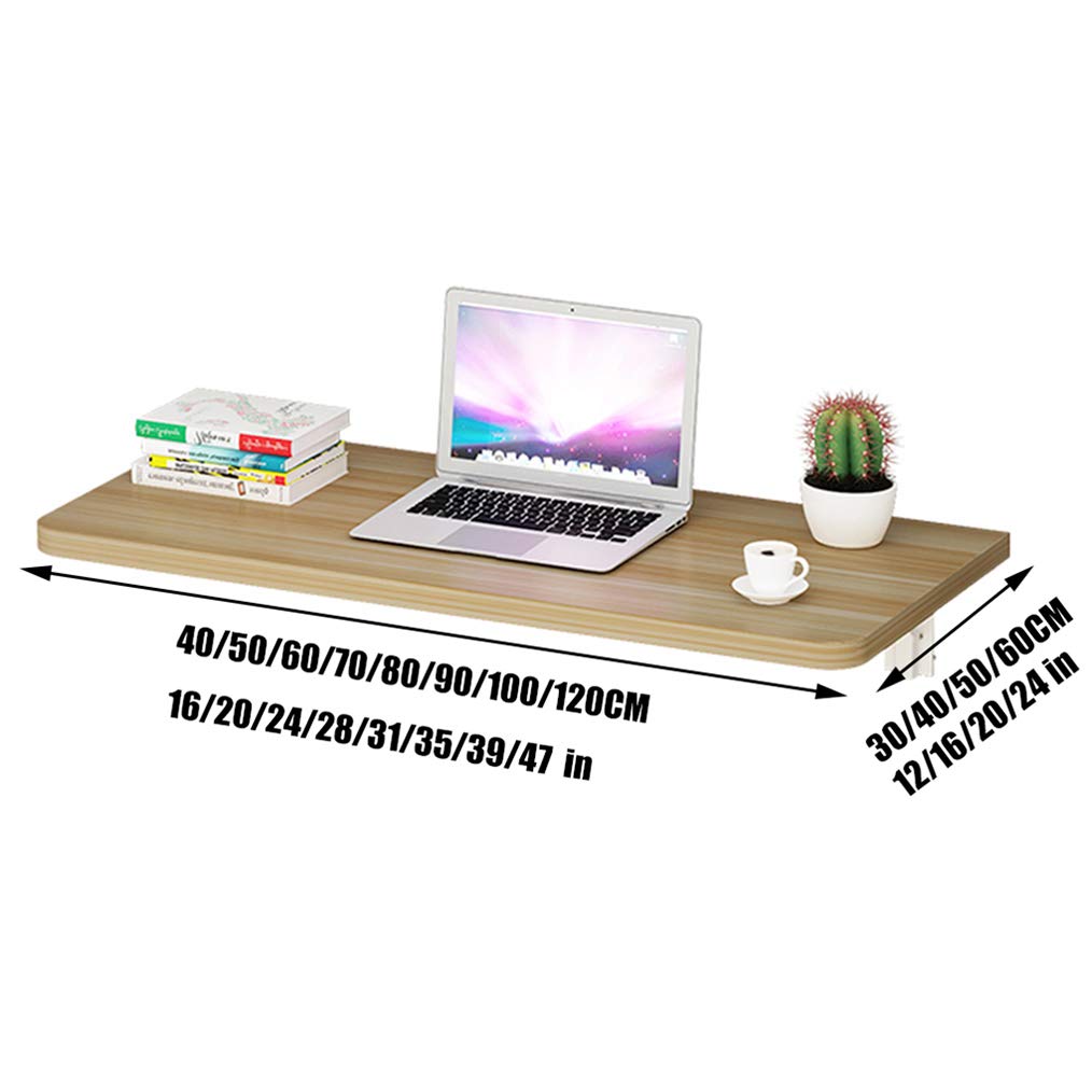 Floating Drop-Leaf Folding Desk - Space Saving Wall Mounted Hanging Table for Kitchen, Study, Bedroom, Bathroom, Office or Balcony - Perfect for Small Apartments, Dorms & Tiny Homes