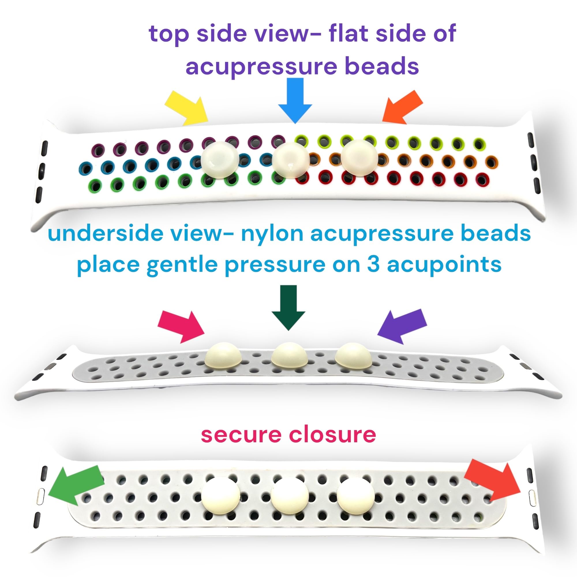 Acupressure Watchband for Apple Watch – Natural Stress & Nausea Relief, Improves Balance & Mood – Waterproof Skin-Friendly Silicone Solo Loop (Size S 42/49) – Perfect for Travel, Workouts & Daily Wellness