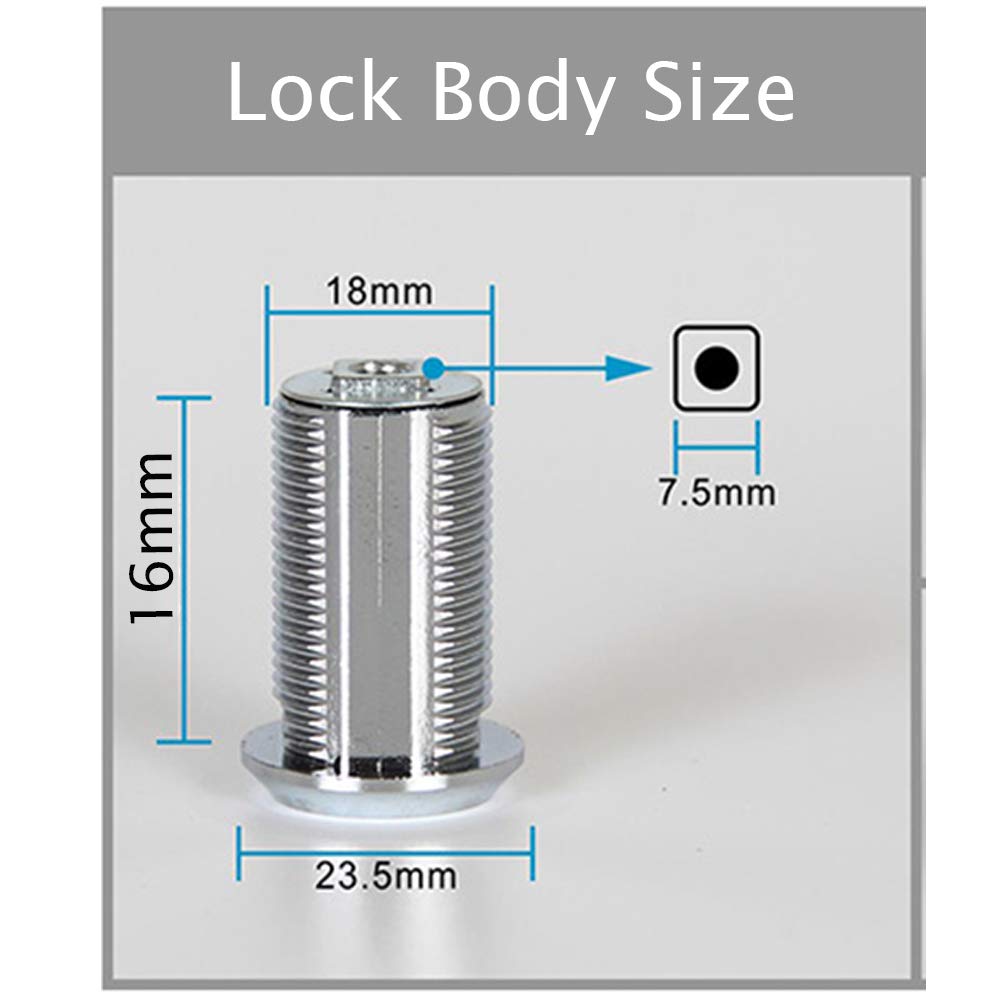 16mm Cam Lock with Keys - Secure File Cabinet, Cupboard, Mailbox, Drawer & Tool Box (Keyed Different, 1 Pack) - Ideal for Home, Office & Storage Security