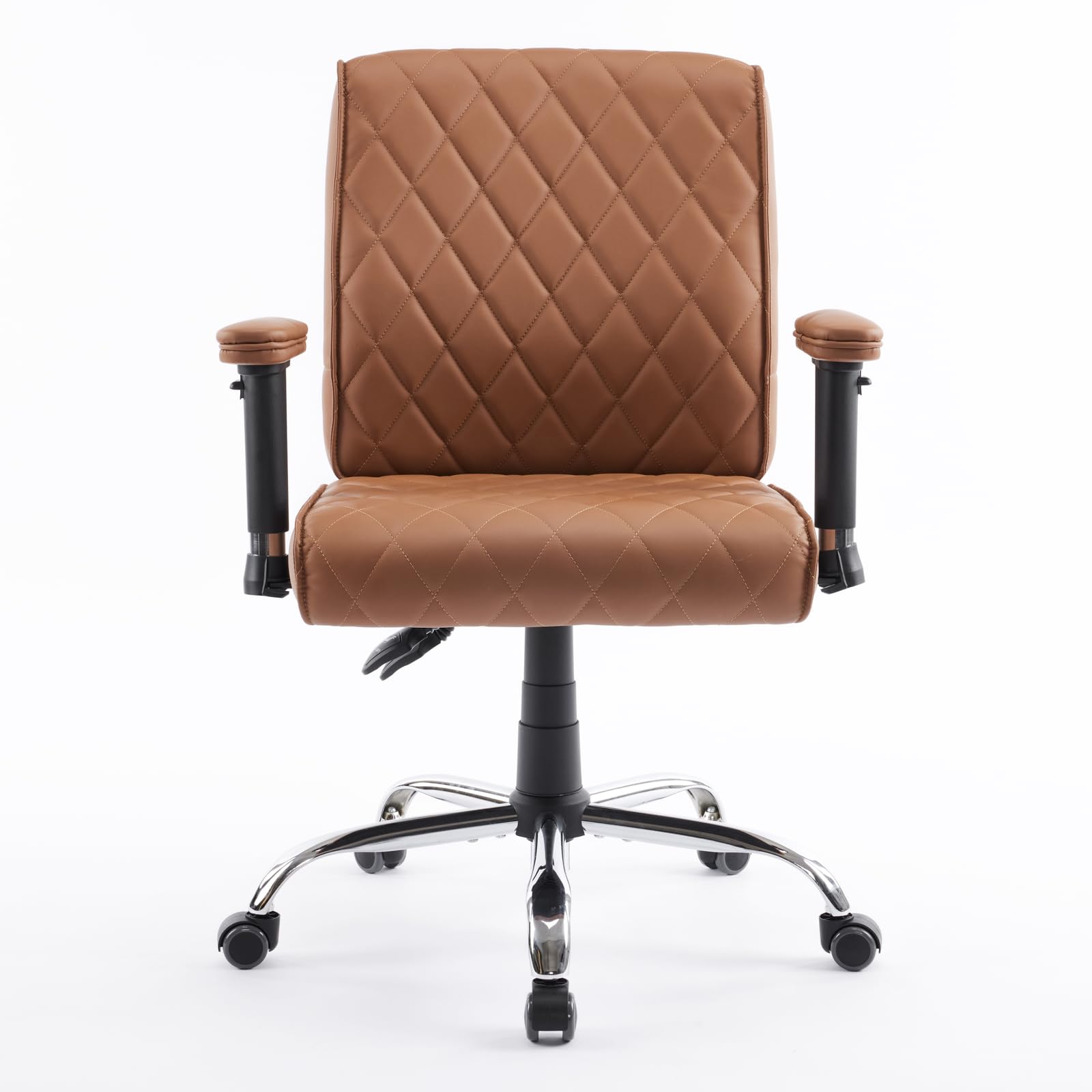 DELIA Stylish Comfortable Office Desk Chair - Ergonomic Rolling Seat with Diamond Stitching & Height Adjustment - Perfect for Home Office, Conference Rooms, Reception & Waiting Areas (Cappuccino) - Ideal for Long Work Hours & Professional Workspaces