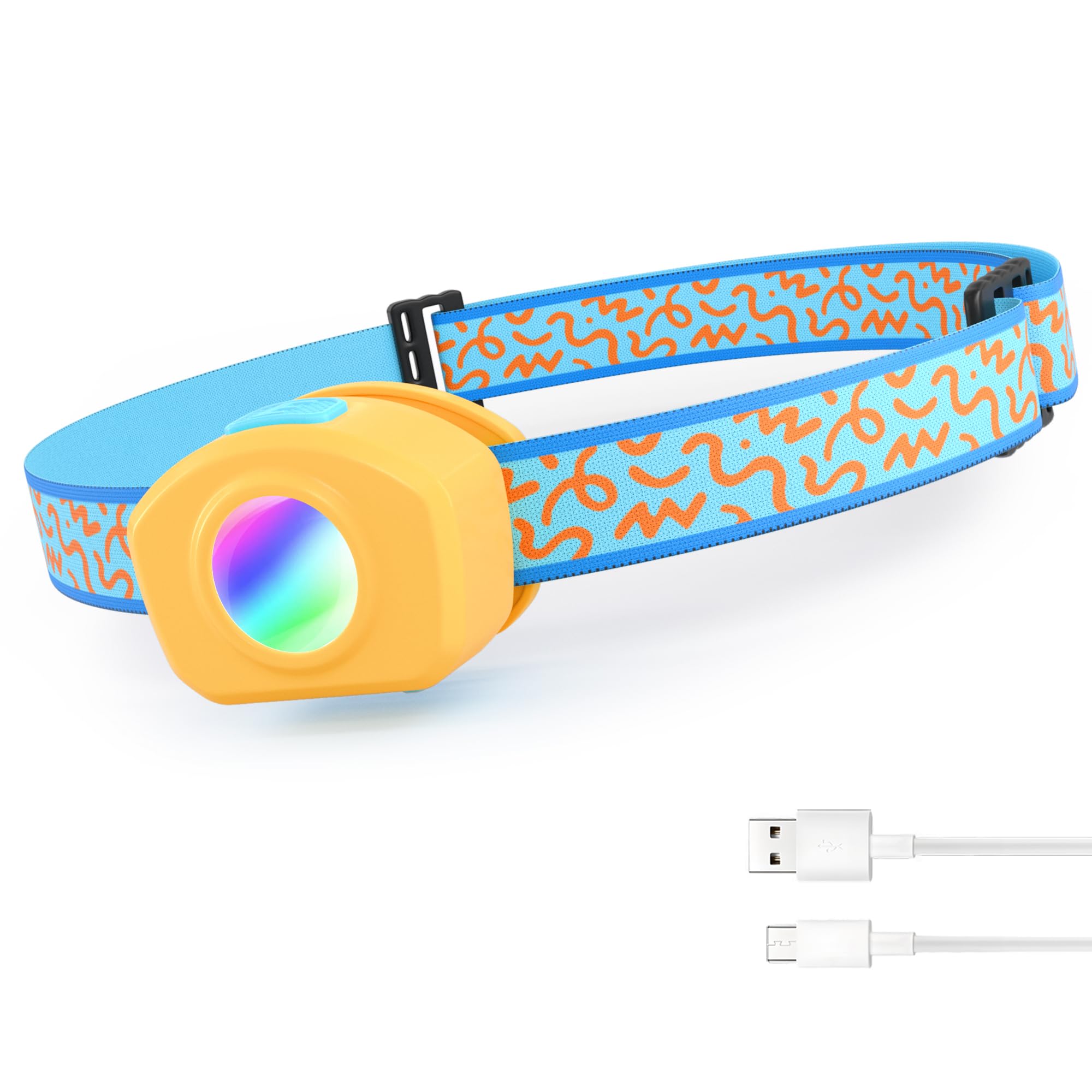 EverBrite Rechargeable LED Headlamp for Kids - Adjustable Headband with RGB Color Changing Modes, 3 Brightness Settings | Perfect for Camping, Reading, Night Exploration, Halloween Costumes & Christmas Activities | Waterproof & Lightweight Kids Headlamp for Outdoor Adventures