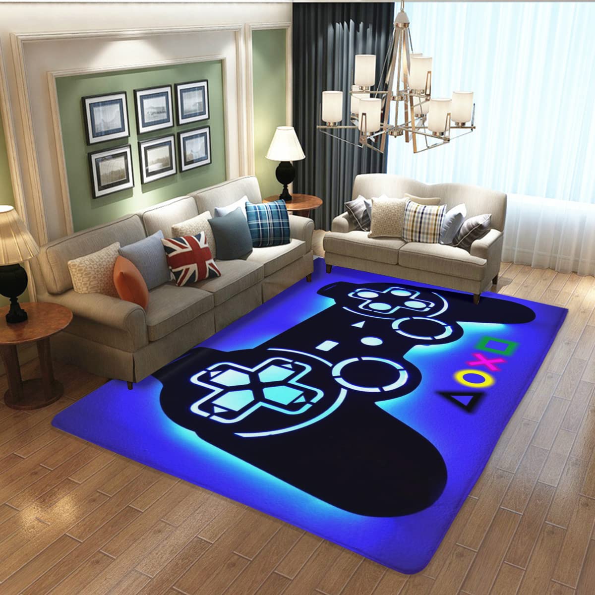 Gamer Room Rug - Washable 39x60 Inches Video Game Themed Carpet for Bedroom, Living Room & Gaming Setup - Perfect for Esports Fans & Streamer Backgrounds