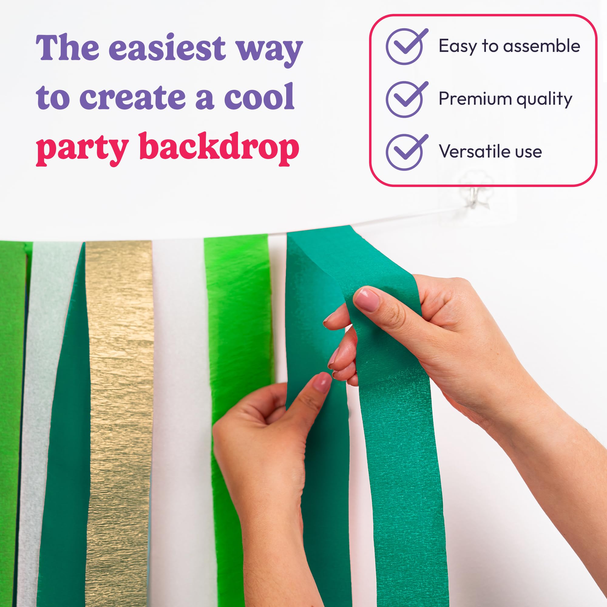 HOUSE OF PARTY 6 Rolls Green Crepe Paper Streamers - 492ft (1.8