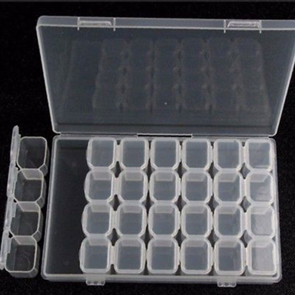 28 Pack Clear Plastic Storage Boxes with Lids - Organize Jewelry, Nail Accessories, Rhinestones, Buttons, Sewing Supplies & Small Crafts - Perfect for Home, Office & Travel Organization