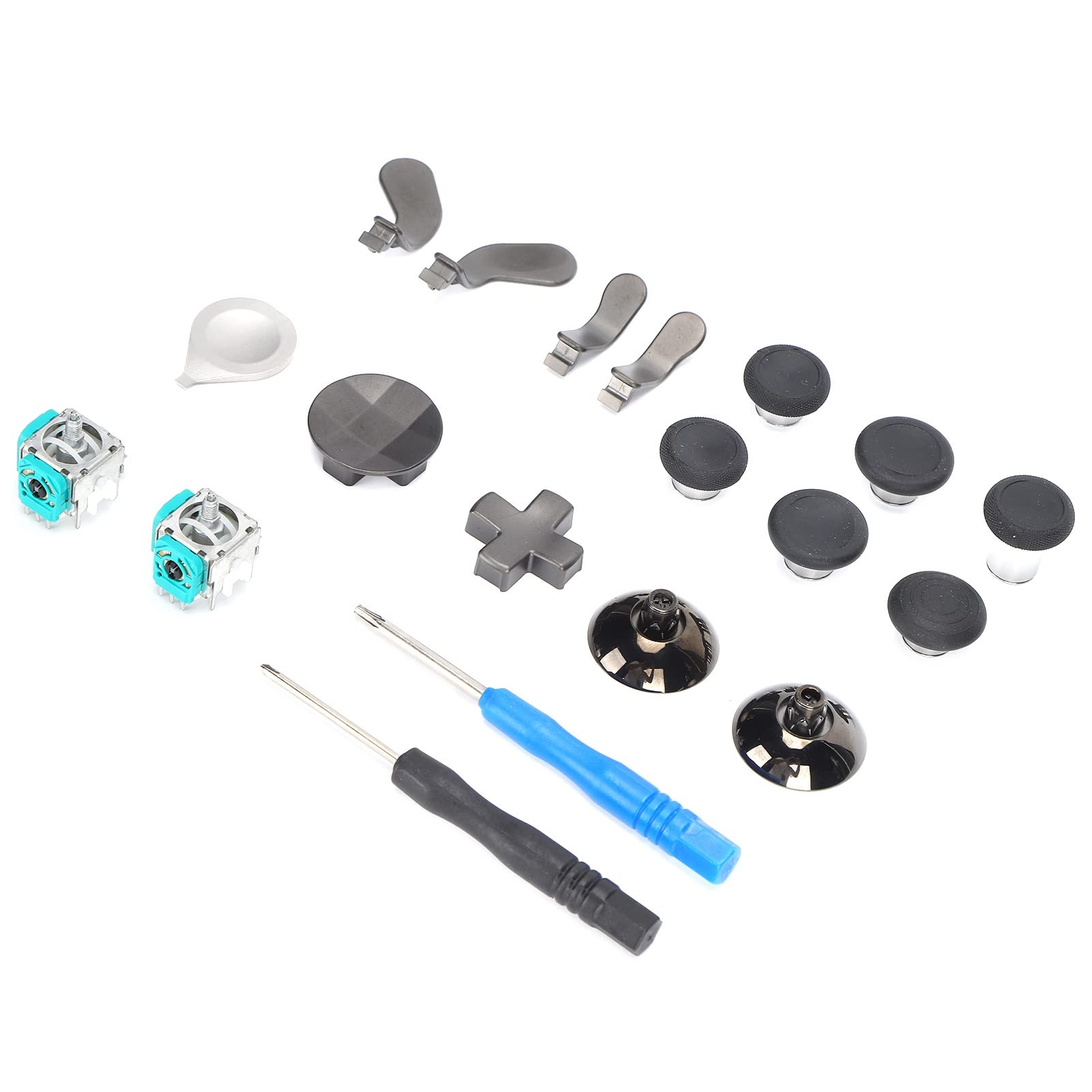 Xbox One Elite 2 Controller Replacement Buttons Kit - 19-in-1 Metal Game Controller Button Set with Tools | Perfect for DIY Repairs, Custom Mods & Enhanced Gaming Experience