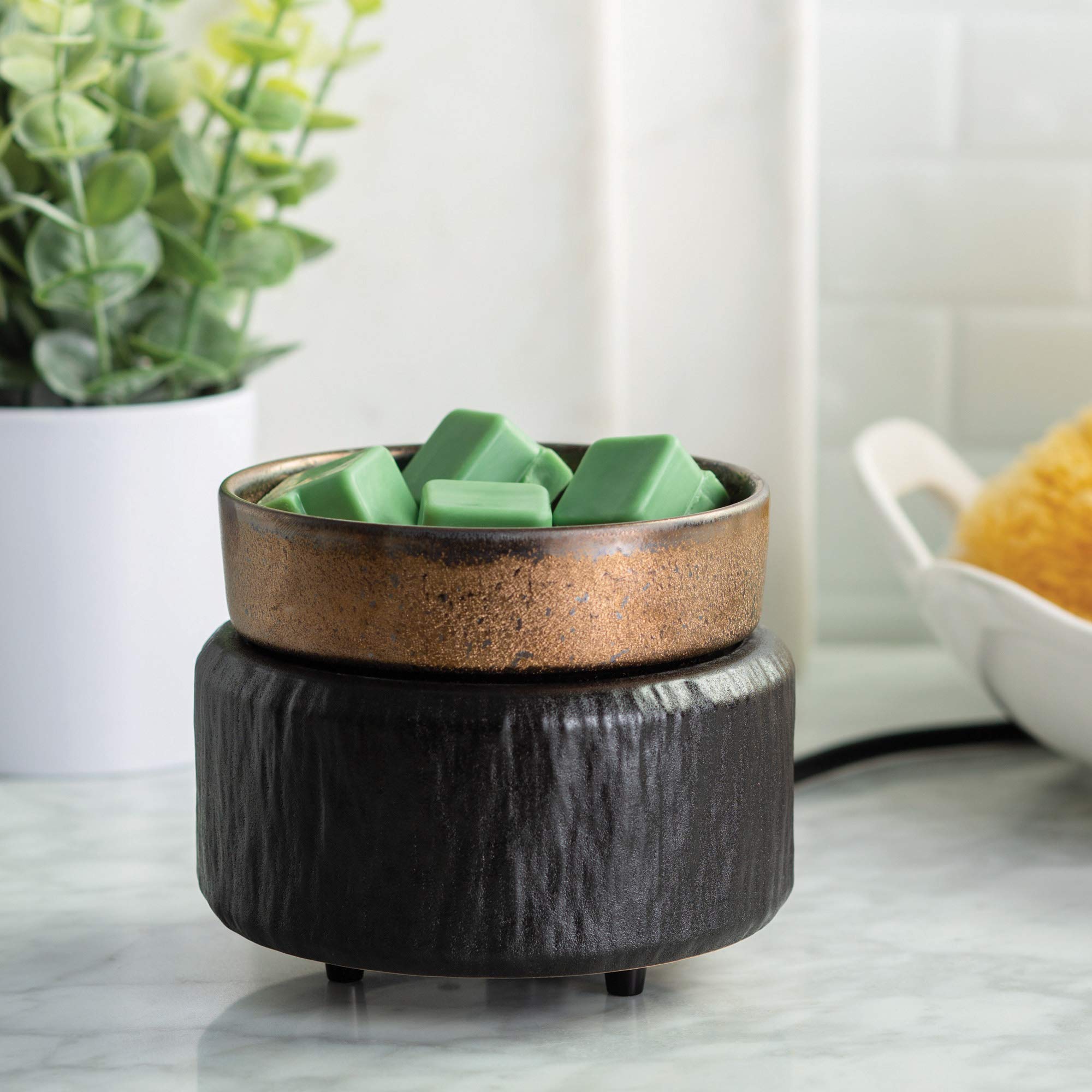 2-in-1 Candle Warmer & Fragrance Diffuser - Primitive Black and Bronze Wax Melter for Scented Candles, Wax Melts, Tarts - Perfect for Home, Office, Spa, and Bedroom Aromatherapy