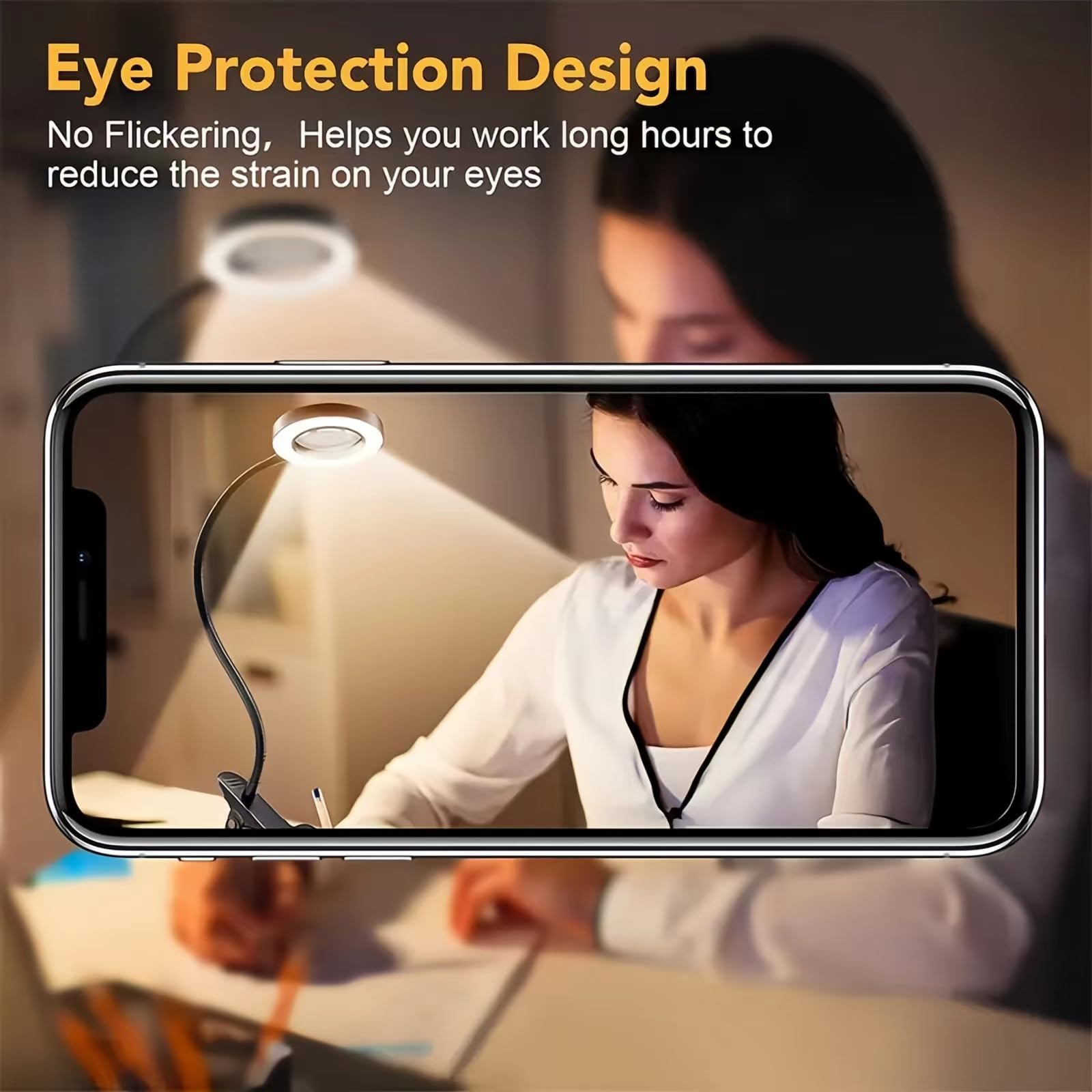 LED Magnifying Glass with Light - 12W Adjustable Gooseneck Desk Lamp, 3 Color Modes & Dimmable for Crafts, Reading, Jewelry Making - Perfect for Hobbyists, Professionals & Elderly Use